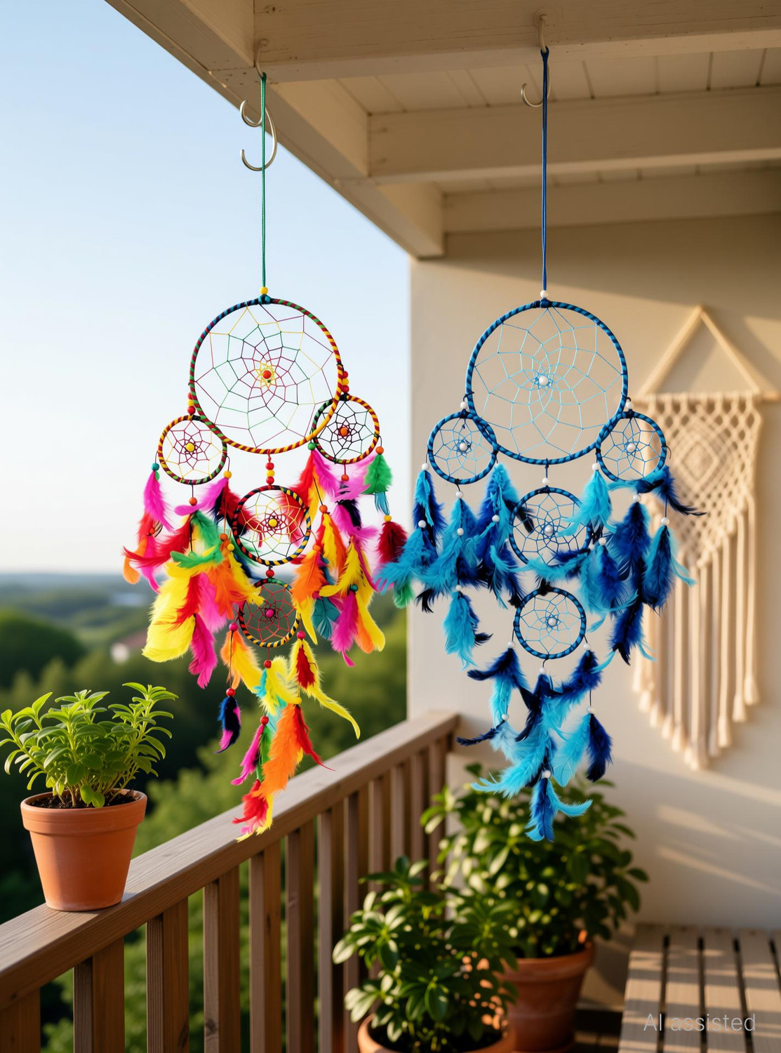 Image of FASTDAP Dream Cacher Wall Hanging Handmade Wall Art for Bedrooms,office,Balcony, Feather Dream Catcher