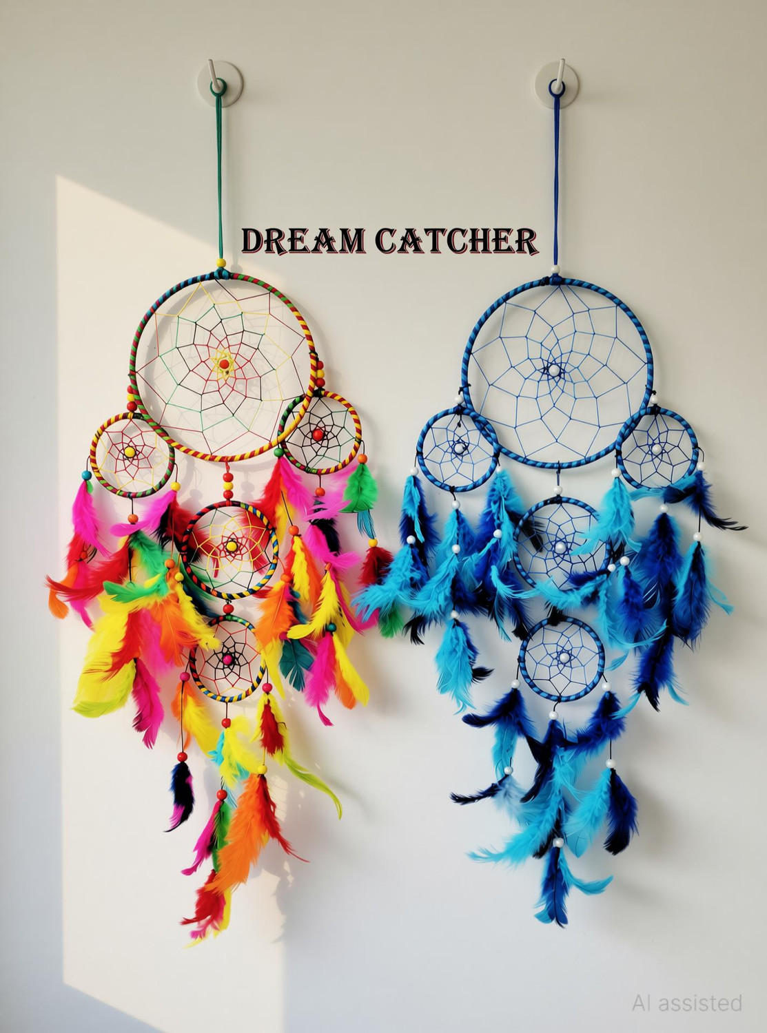 Image of FASTDAP Dream Cacher Wall Hanging Handmade Wall Art for Bedrooms,office,Balcony, Feather Dream Catcher