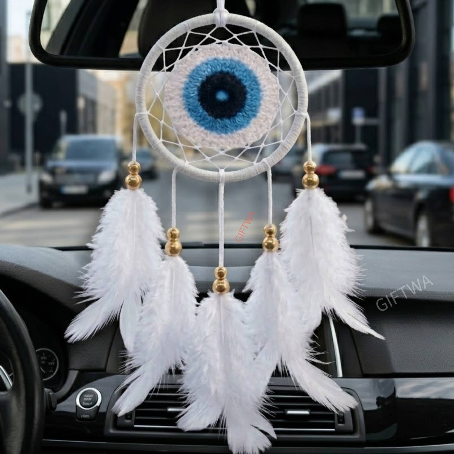 GIFTWA Evil Eye Dreamcatcher Car Hanging | Nazar Suraksha