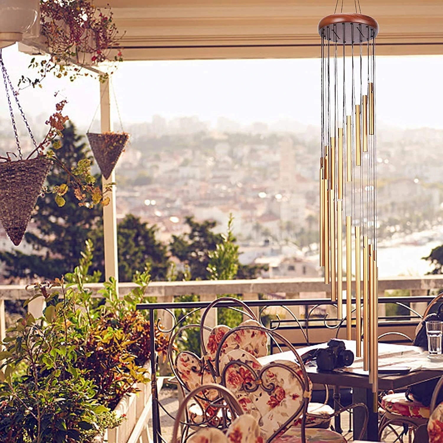 Image of REVATAKG 15 Aluminum Tubes Rotate Wind Chimes Tube Tones Magical Sounds Home Decoration Aluminium Windchime