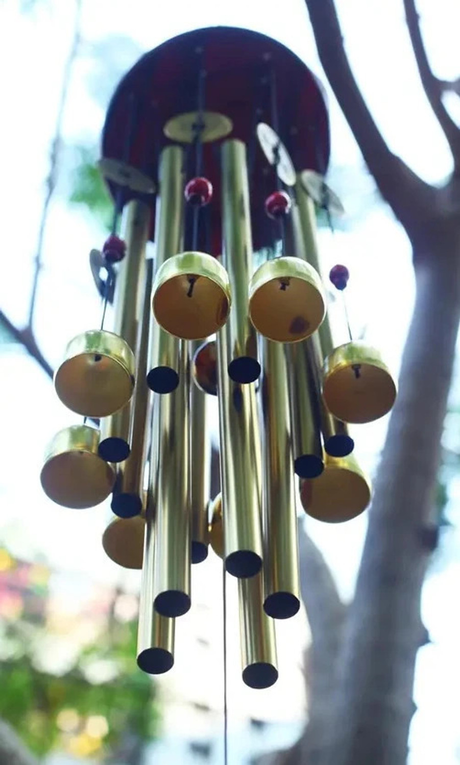 Image of Ryme Metal Wind Chimes with 4 Pipe and 5 Bells for Feng Shui For Home Balcony Aluminium Windchime