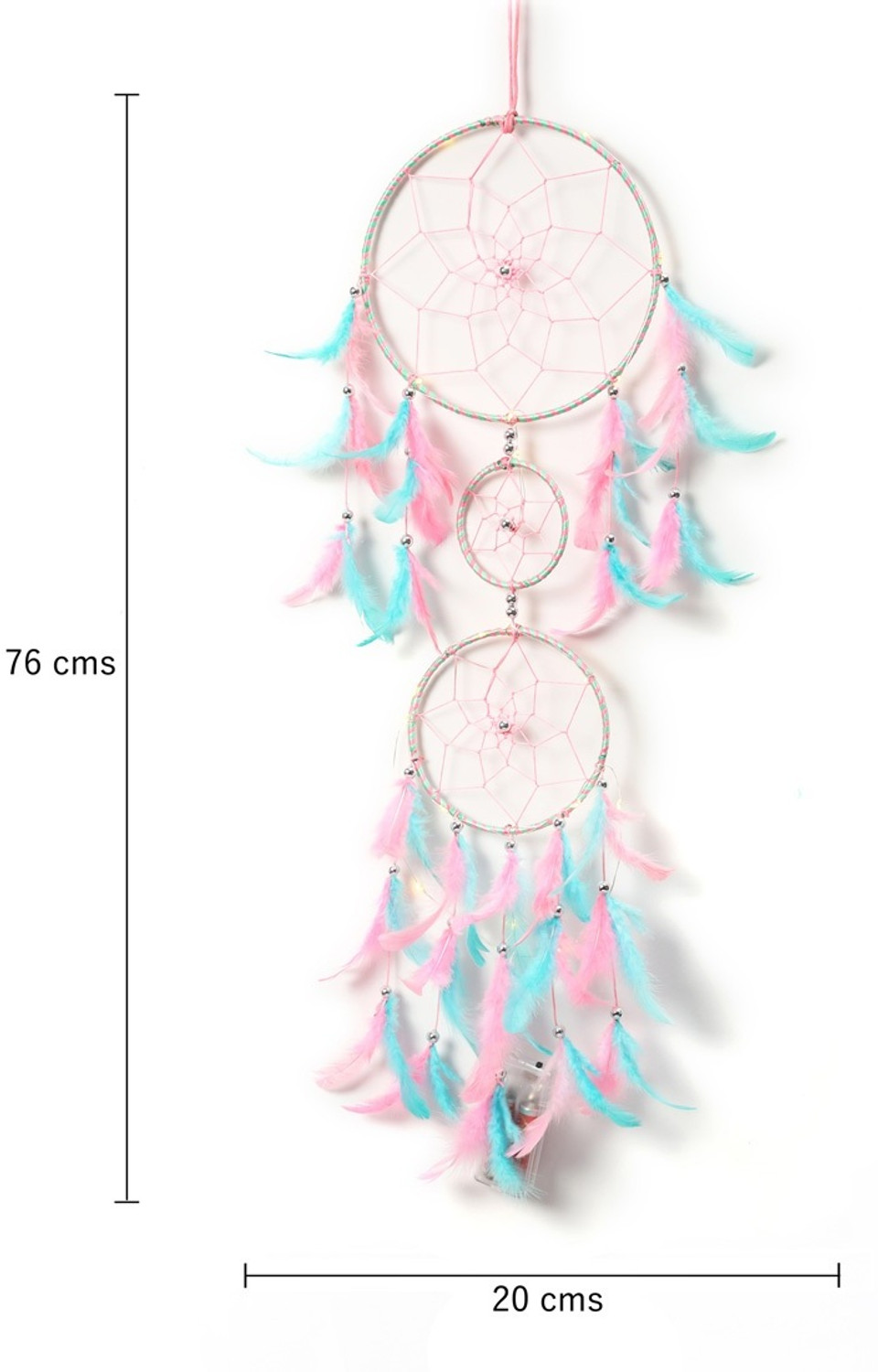 Image of DULI Dream catcher with Lights Handmade Wall Hanging for Home Cafe Party Decor Feather Dream Catcher