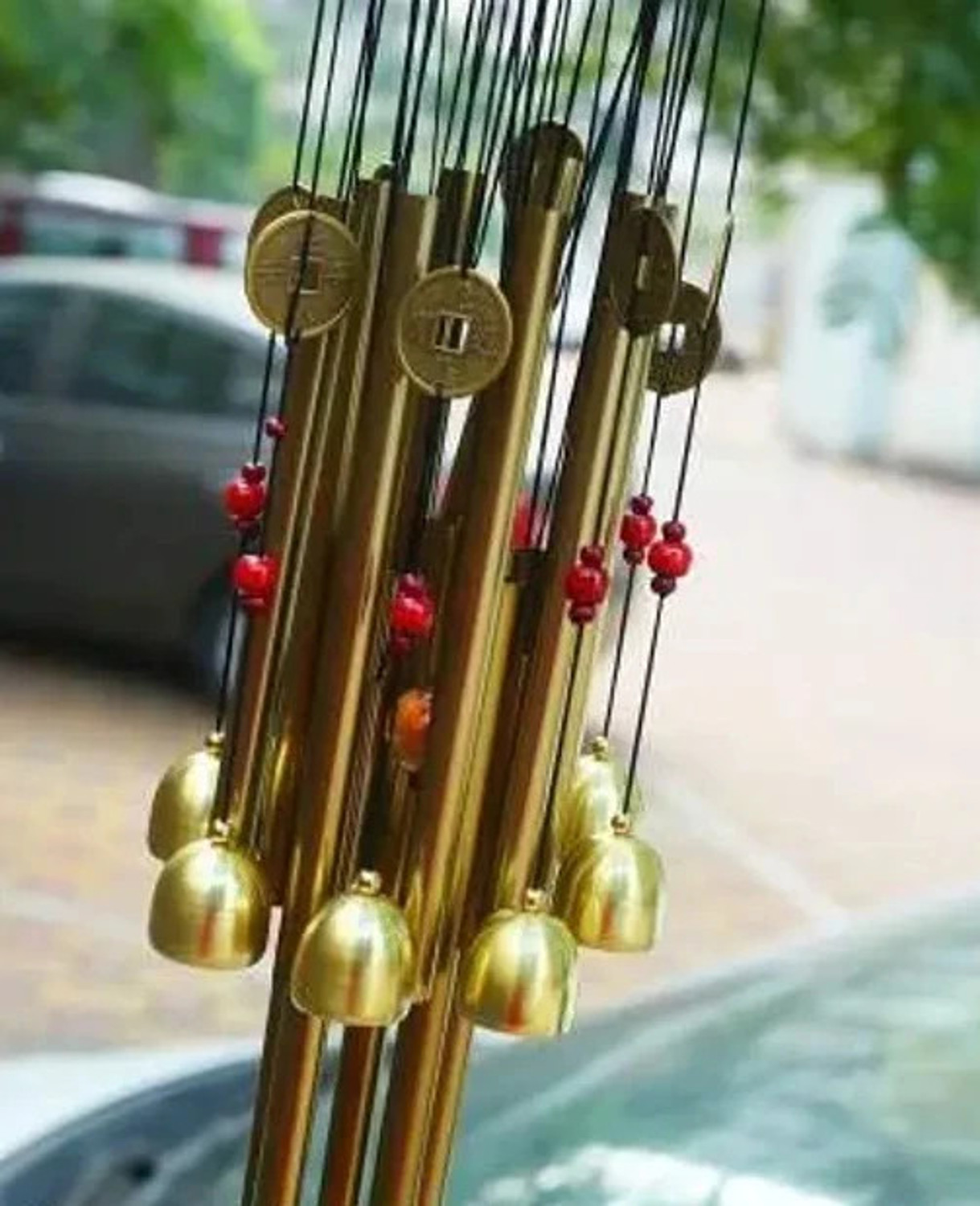 Image of Ryme Metal Wind Chimes with 4 Pipe and 5 Bells for Feng Shui For Home Balcony Aluminium Windchime