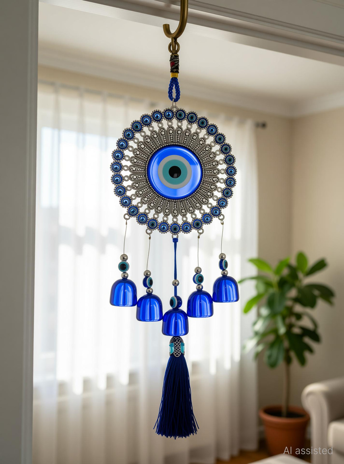 Image of Earthcon Evil eye protection dream catcher for home Steel Dream Catcher