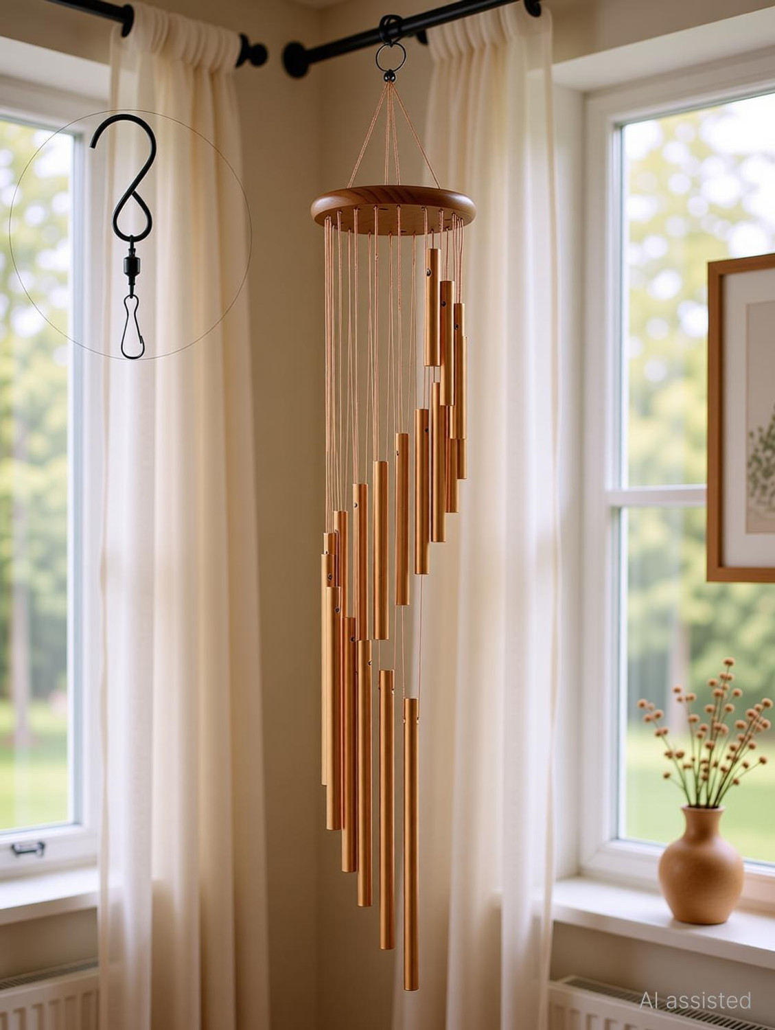 Image of REVATAKG 15 Aluminum Tubes Rotate Wind Chimes Tube Tones Magical Sounds Home Decoration Aluminium Windchime