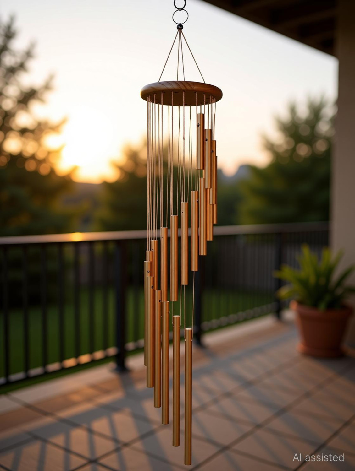 Image of REVATAKG 15 Aluminum Tubes Rotate Wind Chimes Tube Tones Magical Sounds Home Decoration Aluminium Windchime