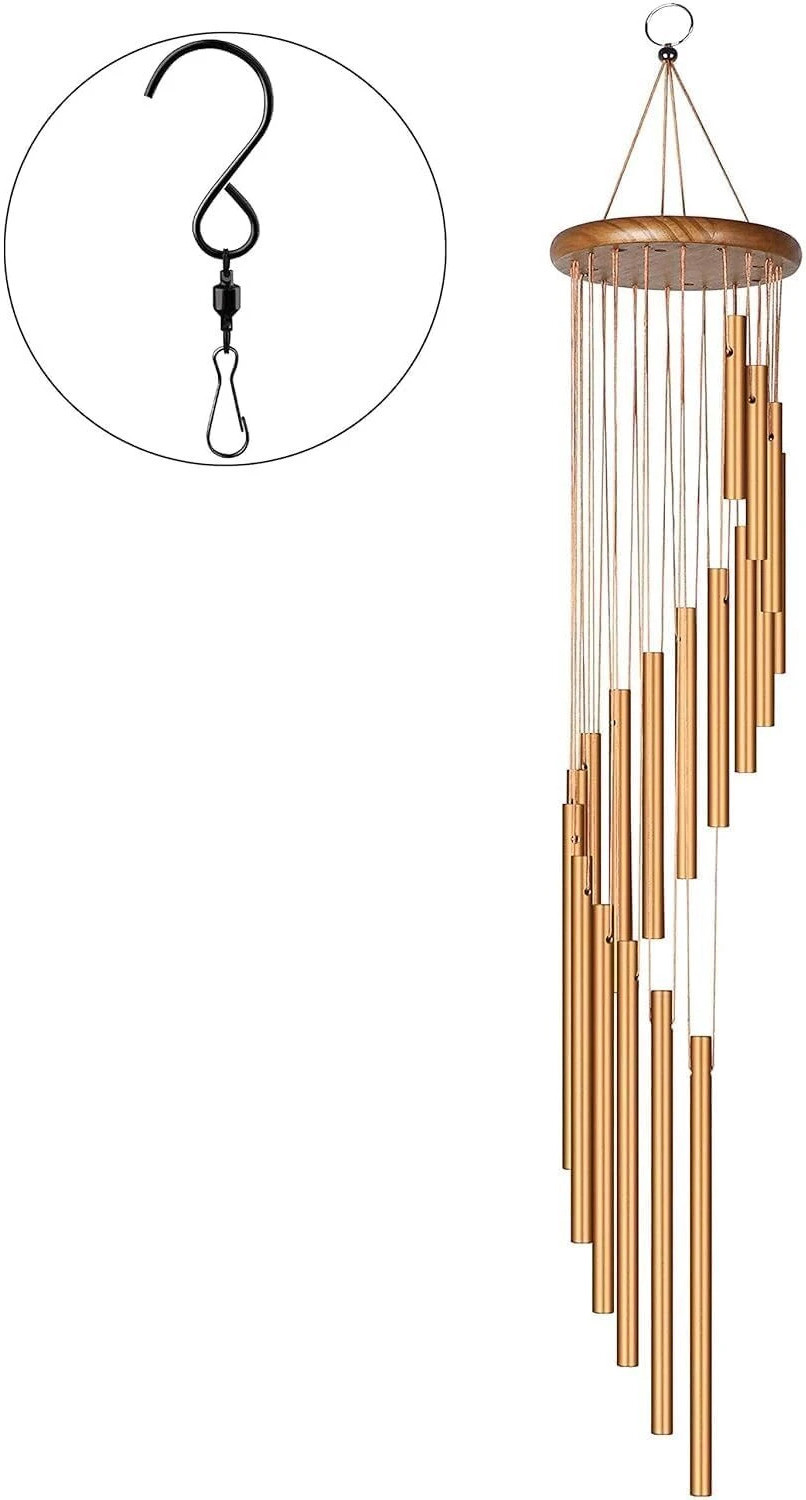 Image of REVATAKG 15 Aluminum Tubes Rotate Wind Chimes Tube Tones Magical Sounds Home Decoration Aluminium Windchime