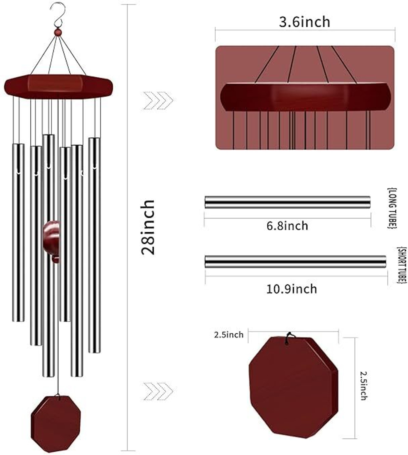 Image of Windwarrior Positive Energy Aluminium Wind Chimes for Home, Balcony,Garden Decor Windchime Aluminium Windchime