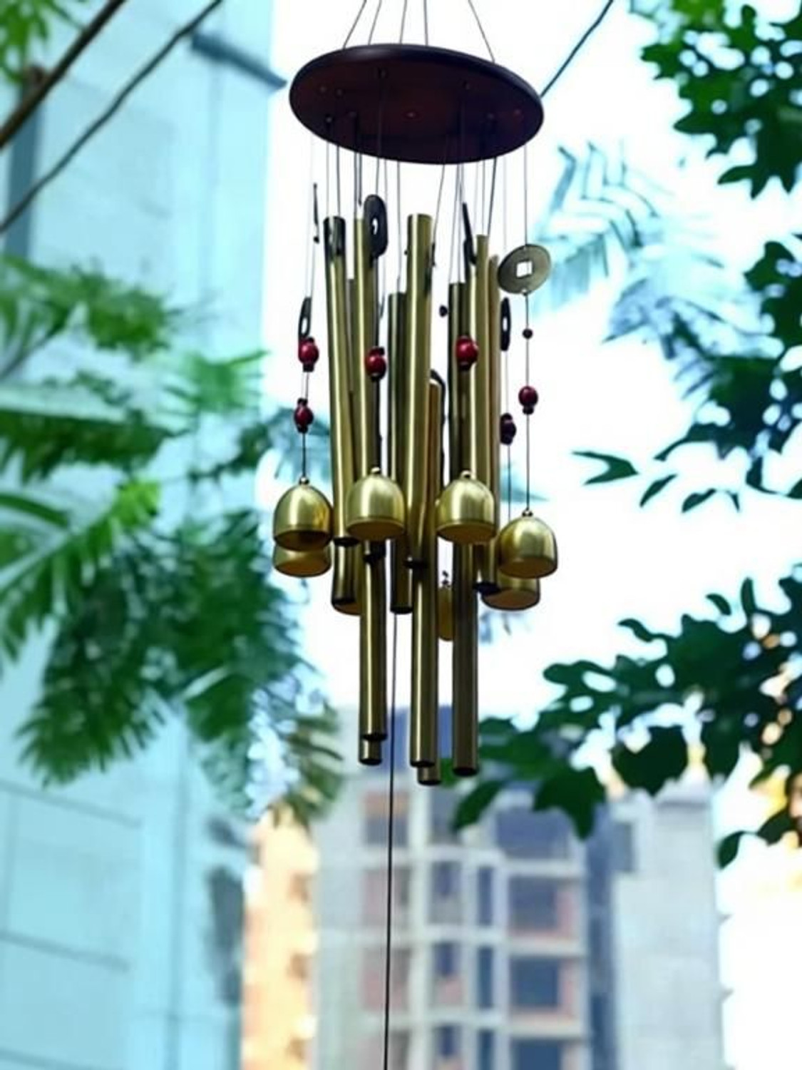 Image of Ryme Metal Wind Chimes with 4 Pipe and 5 Bells for Feng Shui For Home Balcony Aluminium Windchime