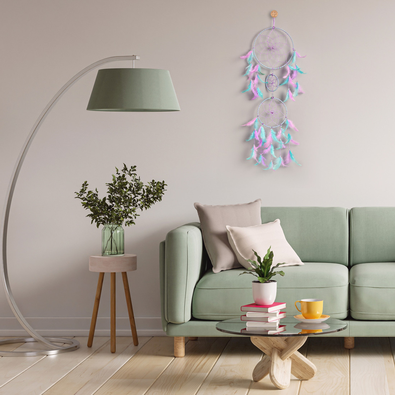 Image of DULI Dream catcher with Lights Handmade Wall Hanging for Home Cafe Party Decor Feather Dream Catcher