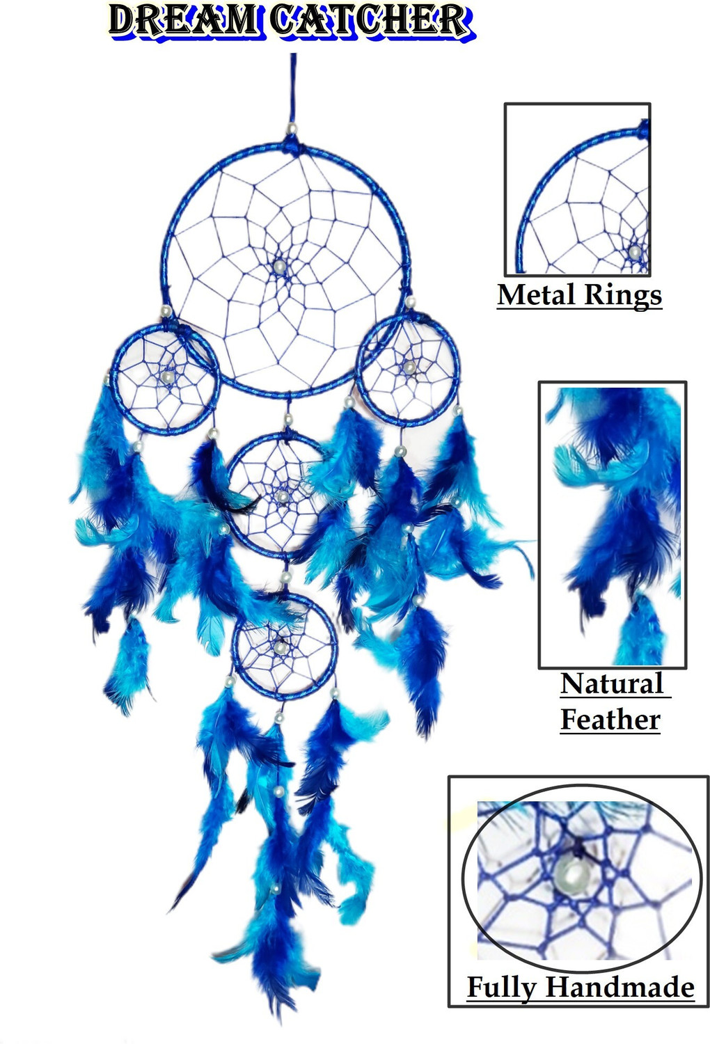 Image of FASTDAP Dream Cacher Wall Hanging Handmade Wall Art for Bedrooms,office,Balcony, Feather Dream Catcher