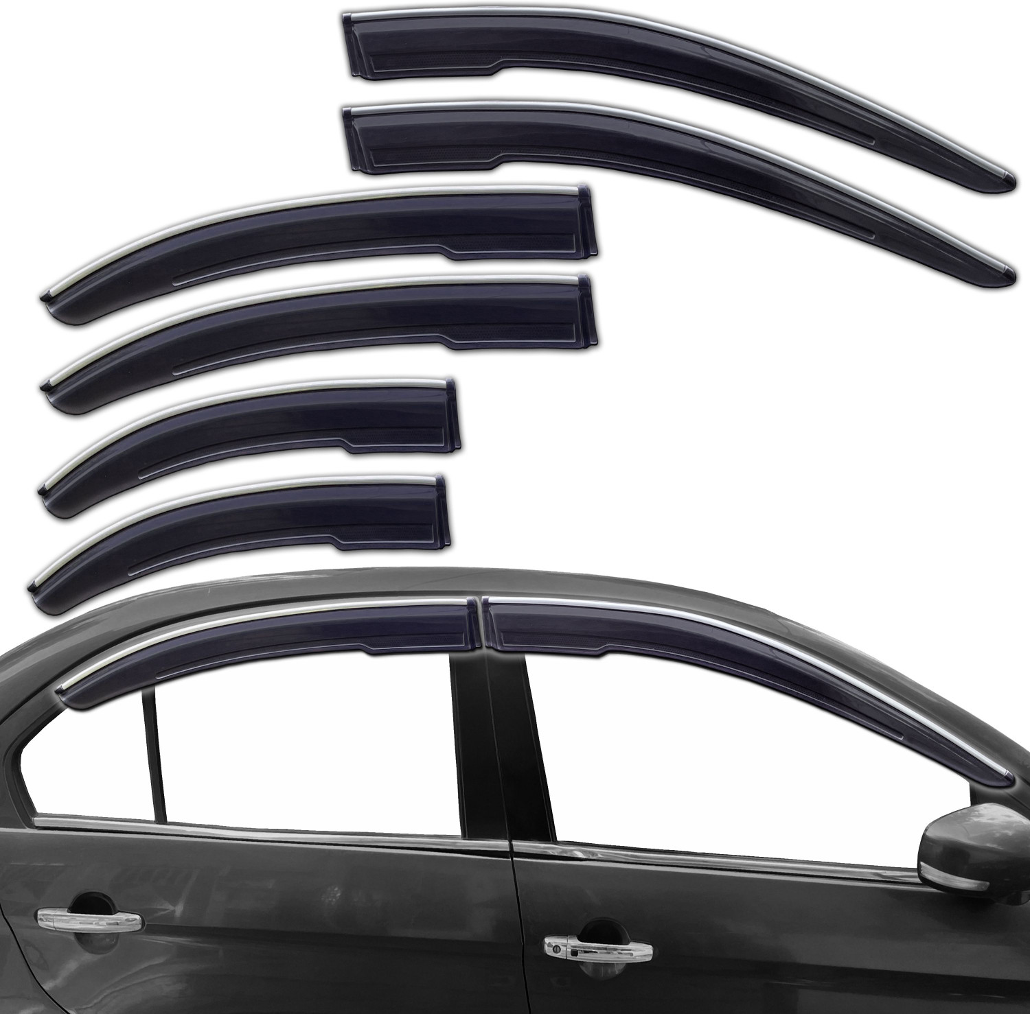 Image of Carbazzar For Non-convertibles Front, Rear Wind Deflector