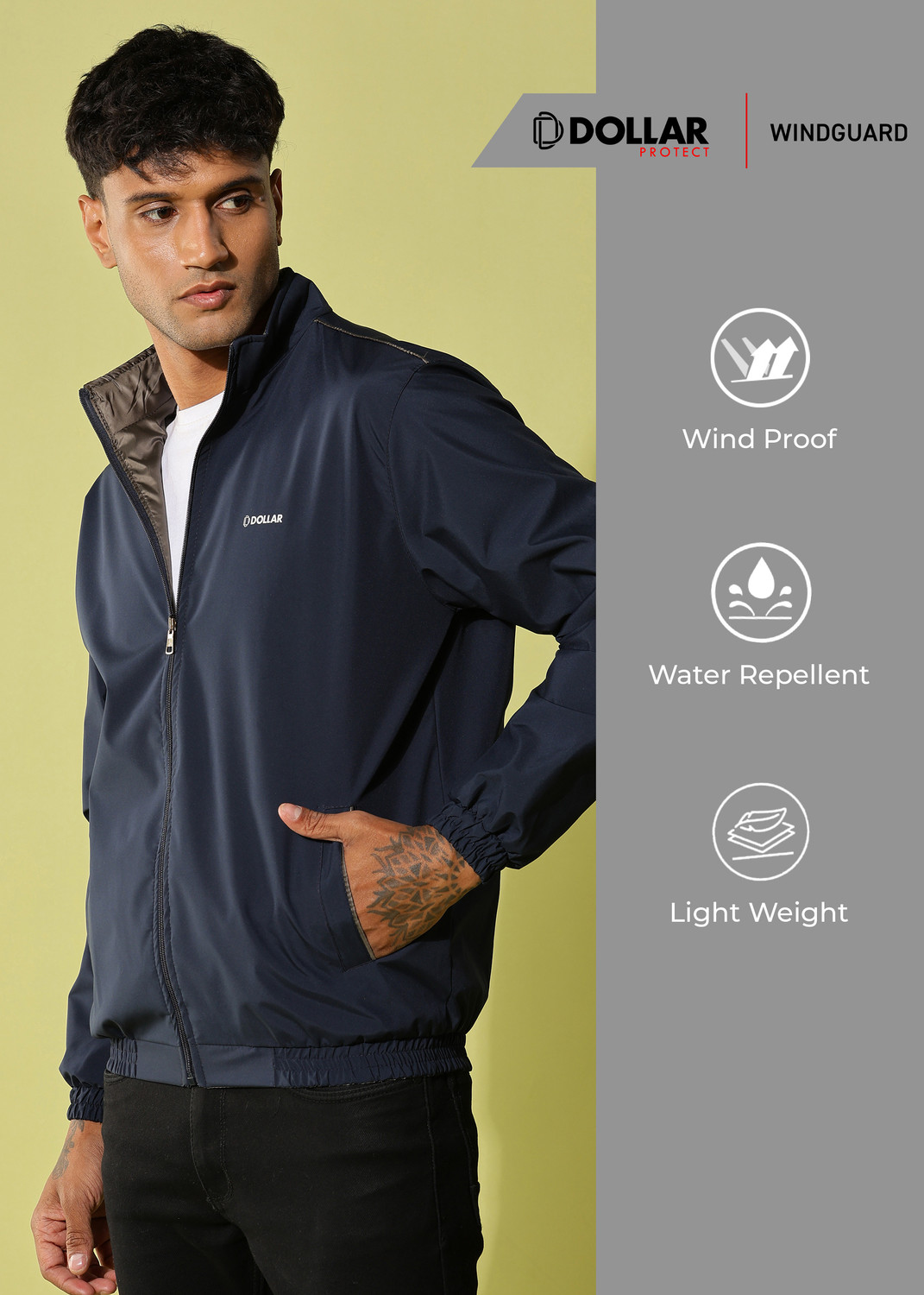 Image of Dollar Reversible Lightweight Open Front Solid Men Wind Cheater