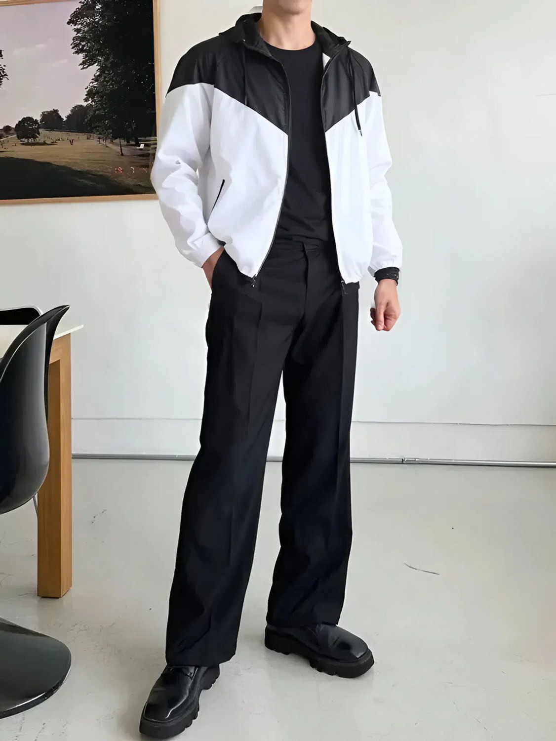 Image of HouseOfCommon WINDCHEATER JACKET FOR MEN Chevron /Zig Zag Men Wind Cheater