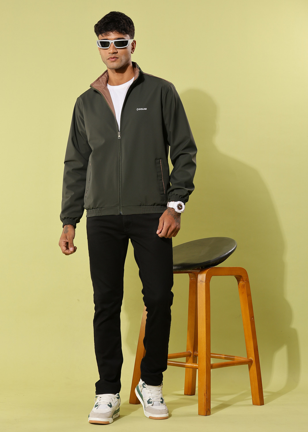Image of Dollar Reversible Lightweight Open Front Solid Men Wind Cheater