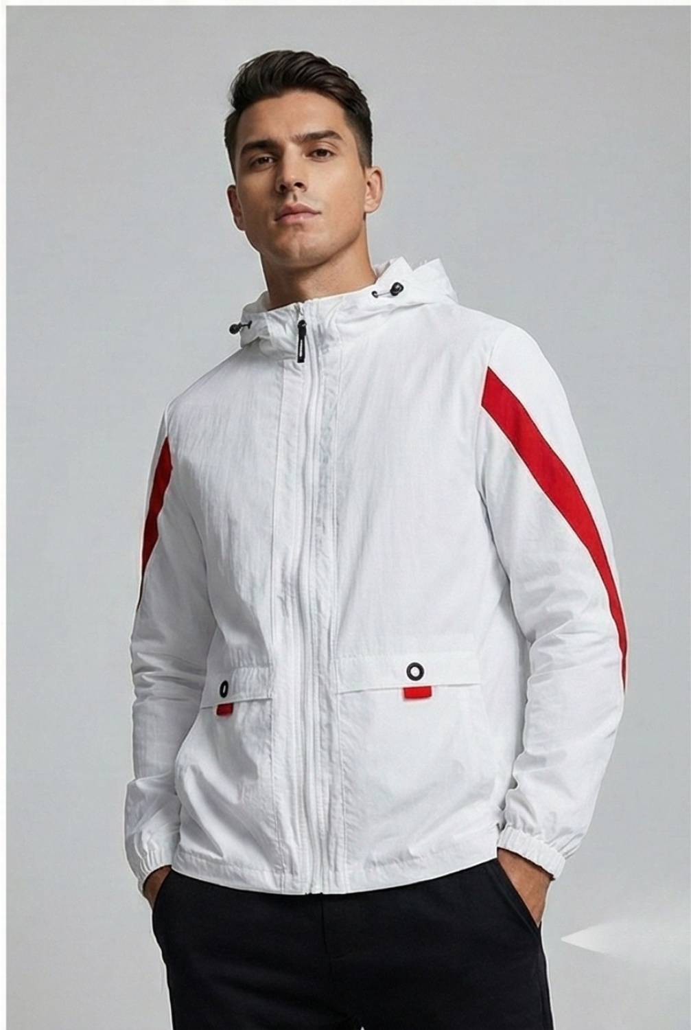 Caraba Men’s Sun Protection Biker Jacket – Hooded Lightweight Men Wind Cheater