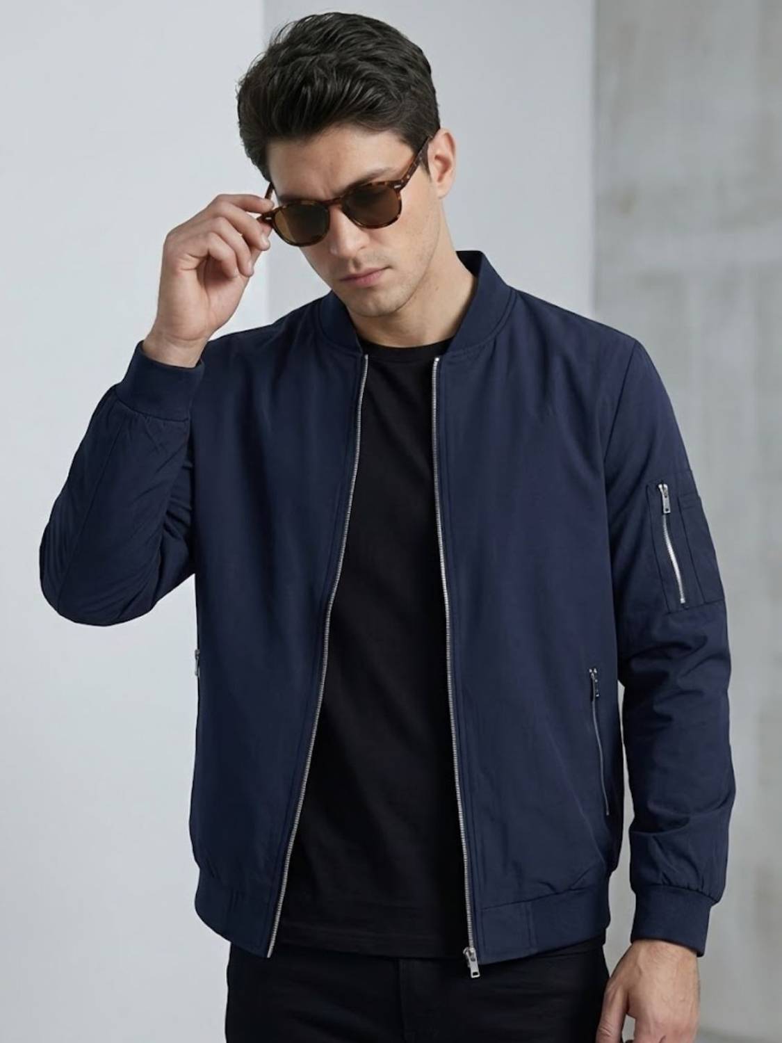 mi yu LARDINI ネイビーsummer jacket 44 Mia Fashion Men's Summer Jacket Full Sleeves Zipper - UV