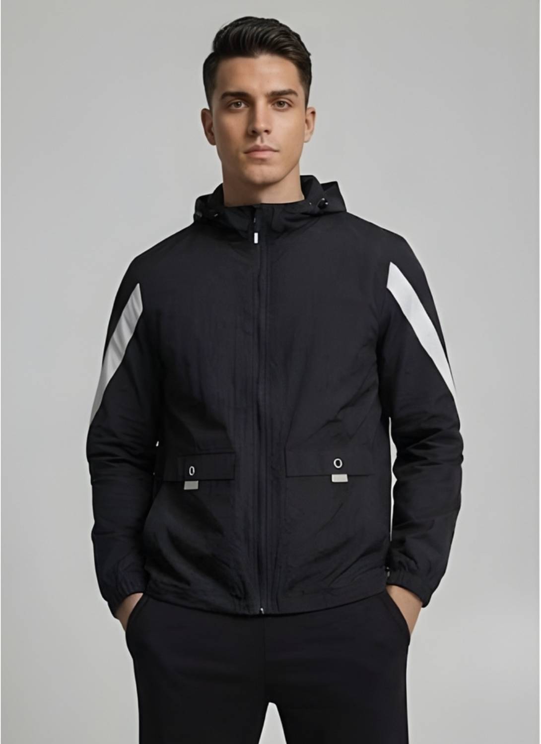 Caraba Men’s Sun Protection Biker Jacket – Hooded Lightweight Men Wind Cheater