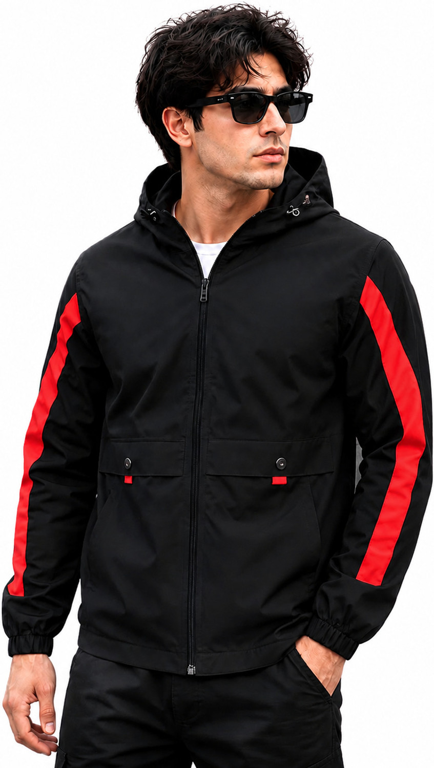 Image of HEATGO MENS STYLISH JACKET Striped Men Wind Cheater