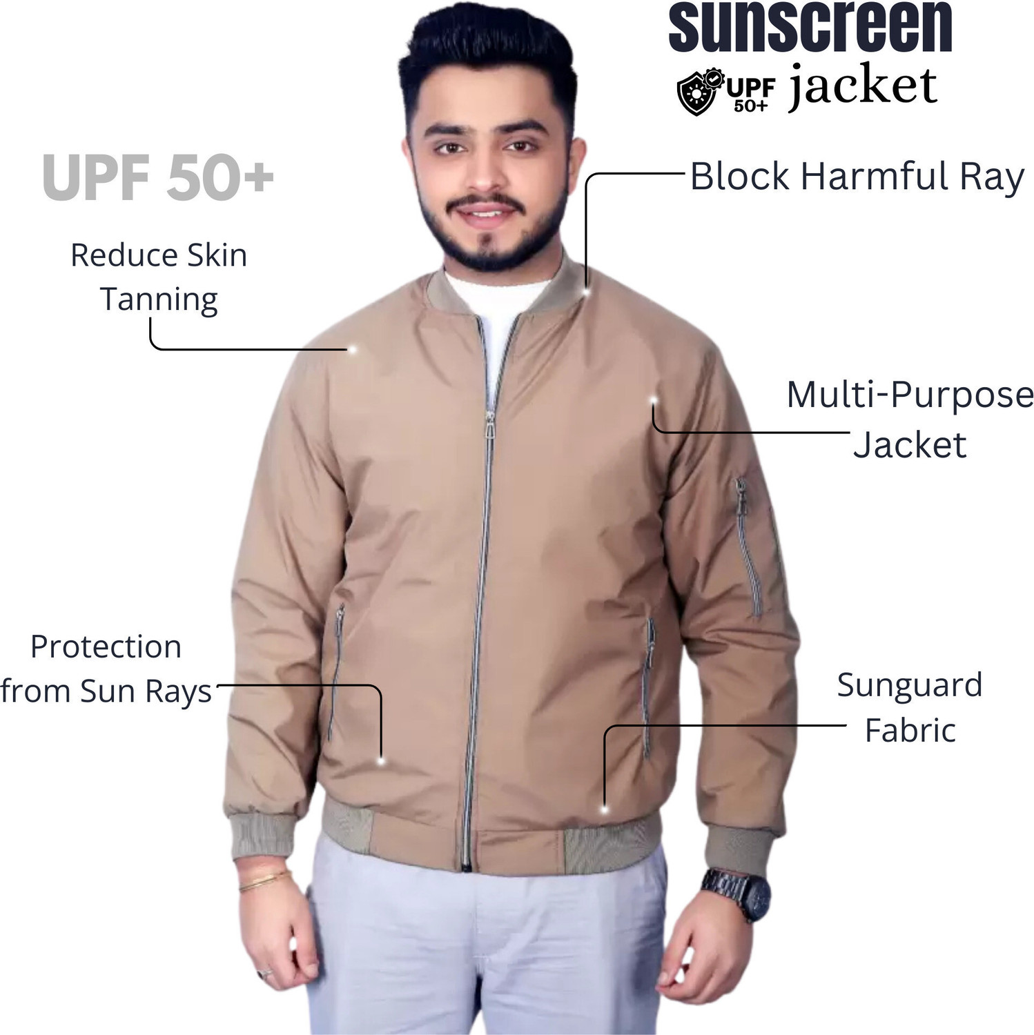 Image of Caraba Advanced Sunscreen UPF 50+ Protection Form Sun Tanning Riding Protective Jacket