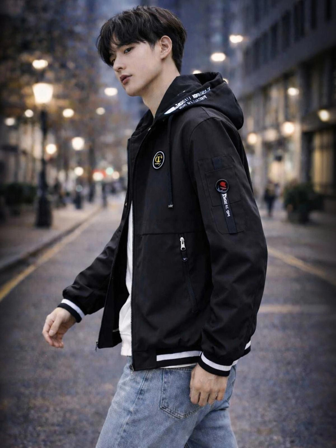 Image of OXIMWORLD KOREAN MEN LIGHT WEIGHT JACKET Printed Men Wind Cheater