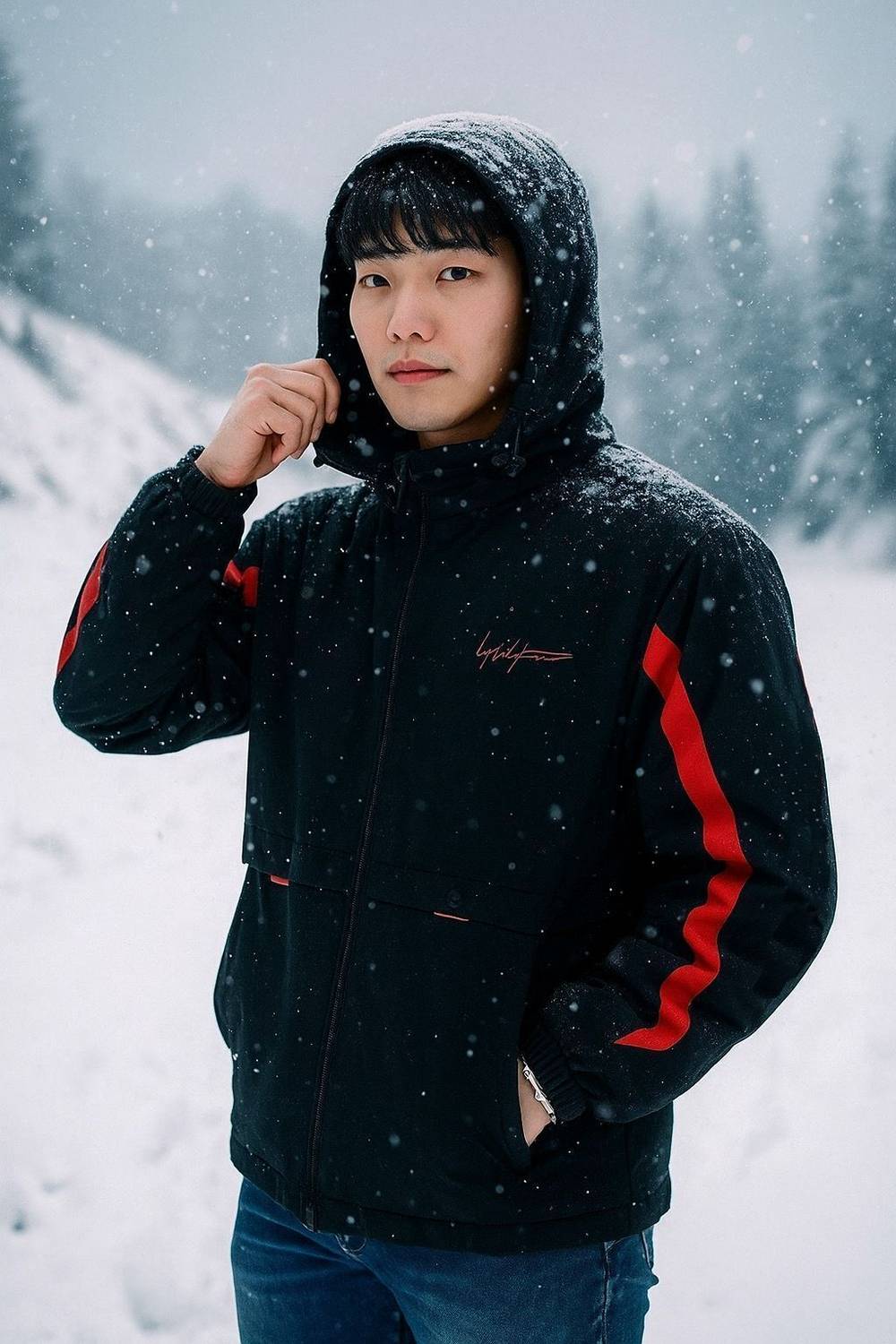 HEATGO RedX Black Hoodie Jacket Striped Men Wind Cheater - Buy