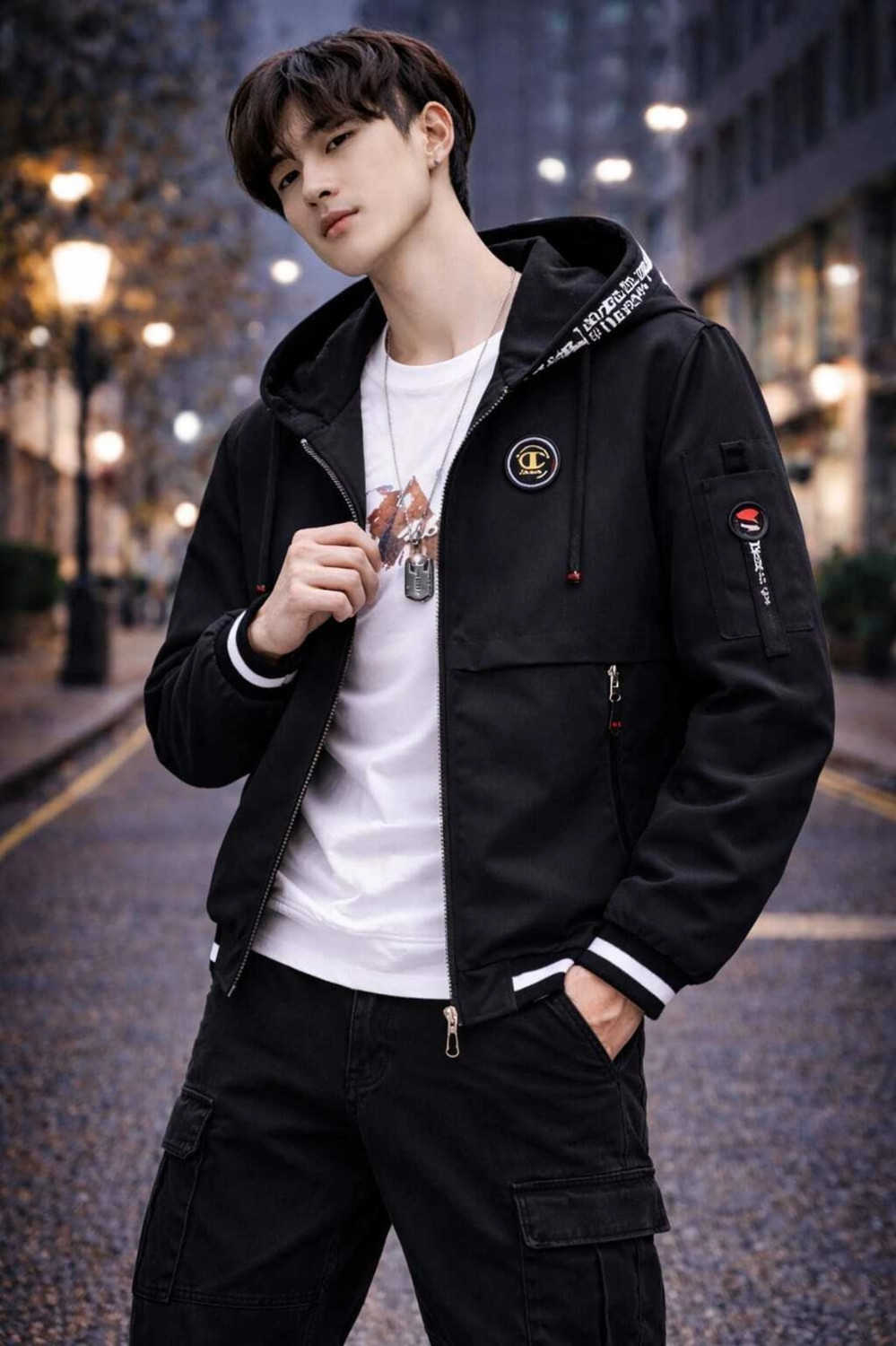 Image of OXIMWORLD KOREAN MEN LIGHT WEIGHT JACKET Printed Men Wind Cheater