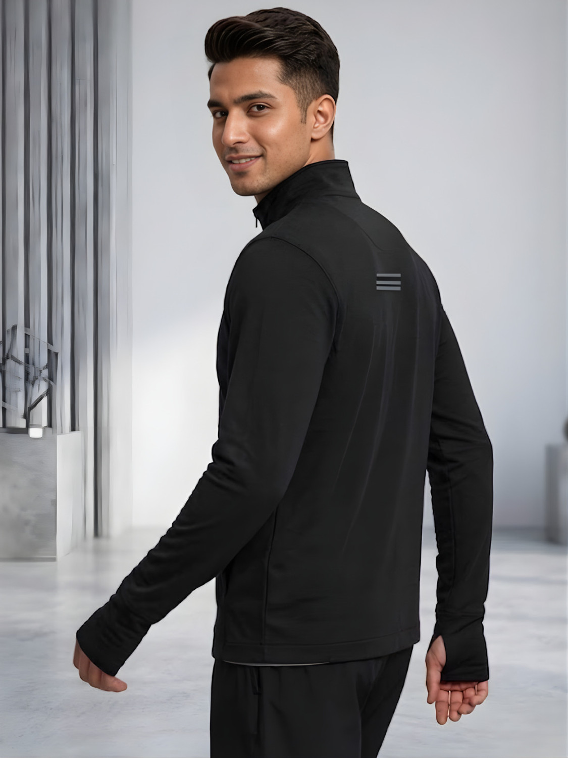 Image of IANDT UPF 50+ UV Protection Biker Jacket for Men Solid Men Wind Cheater
