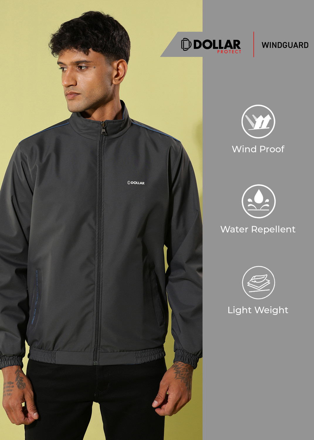 Image of Dollar Lightweight Open Front Solid Men Wind Cheater