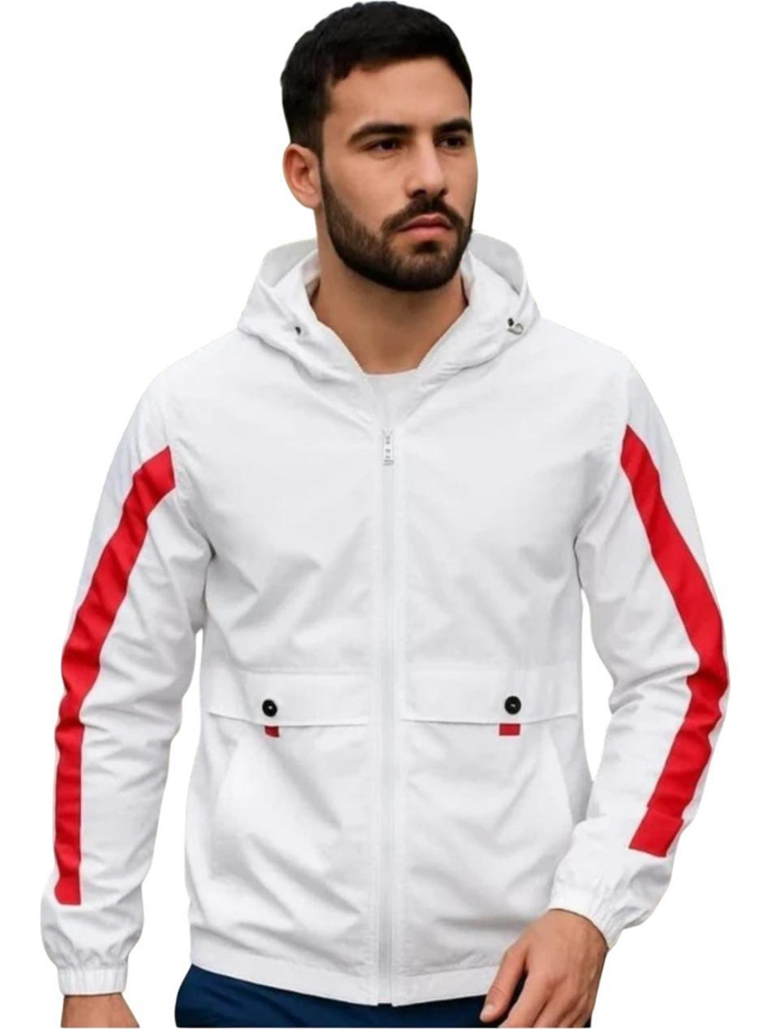 Image of MATIKA MENS STYLISH JACKET Striped Men Wind Cheater