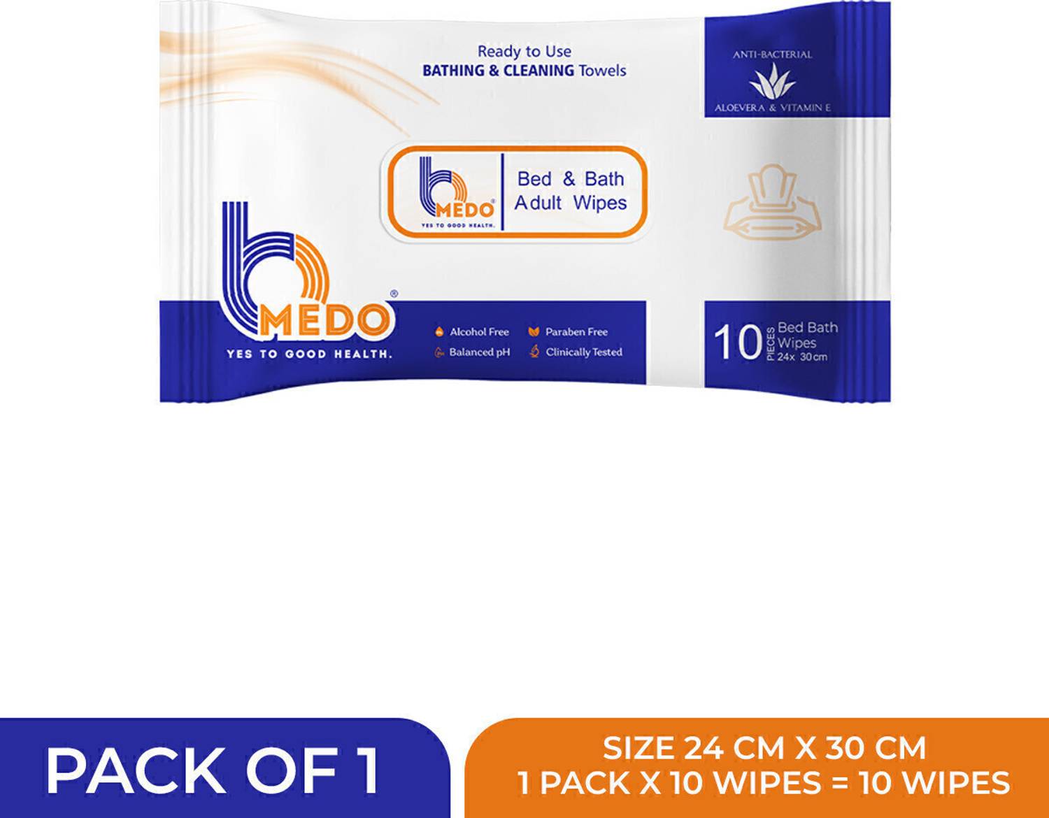 Bmedo Body Cleansing Wet Bed Bath Wipes for Adults(Pack of 1)