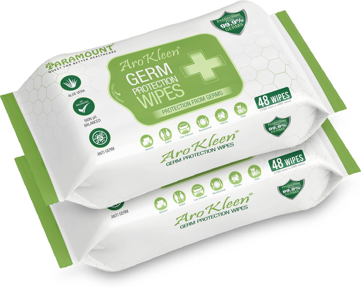 ARO KLEEN Germ Protection Wipes, Disinfectant Wet Wipes for Skin