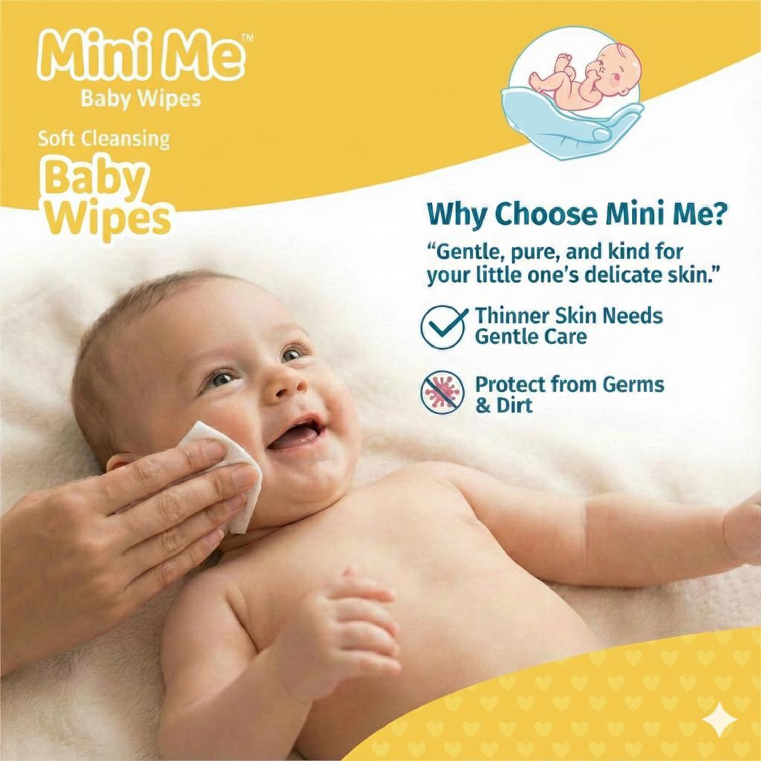 Image of MINI ME Soft Cleansing Baby Wipes with Aloe Vera & Vitamin E -72 Wipes Pack Of 5