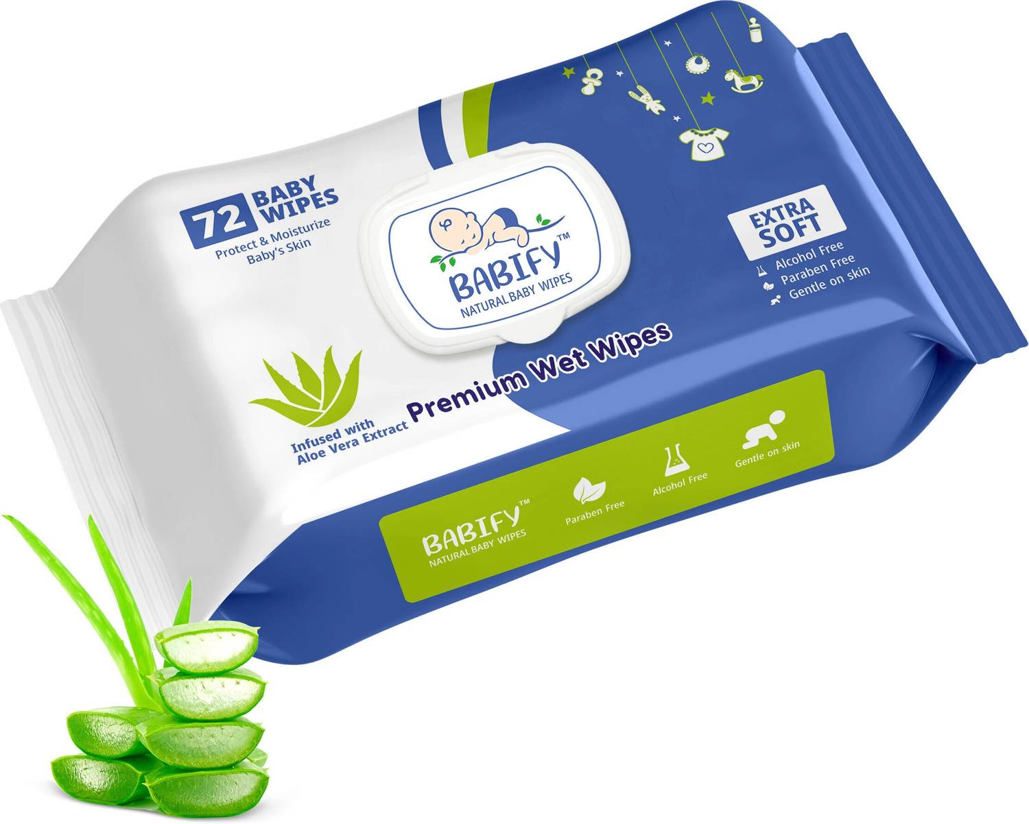 BabiFy Extra Soft Premium Baby Wipes With Aloe Vera | Rush & Paraben-Free (Pack of 1)