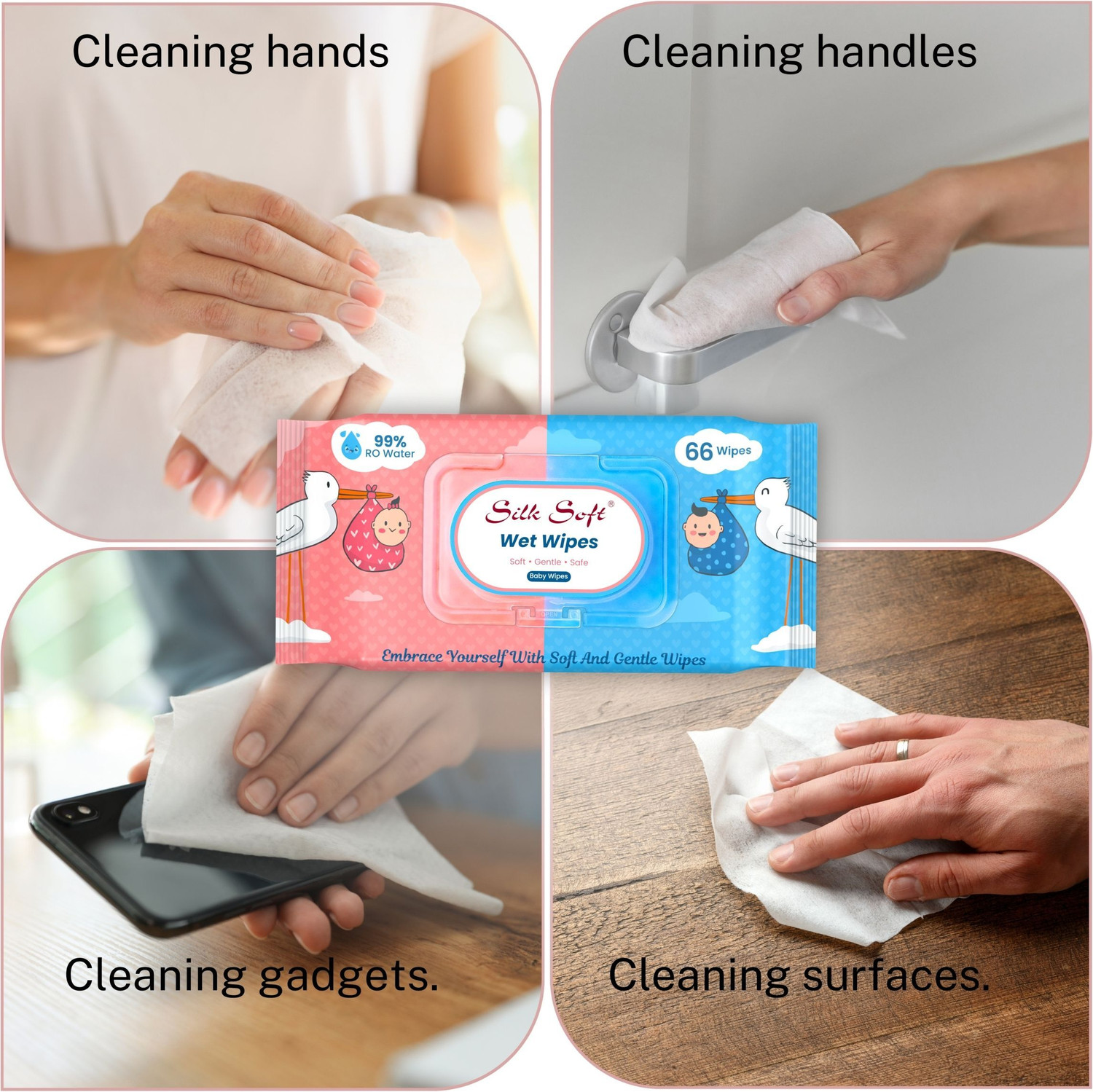 Image of Silk Soft Multipurpose wipes 66 pulls with lid PACK OF 2