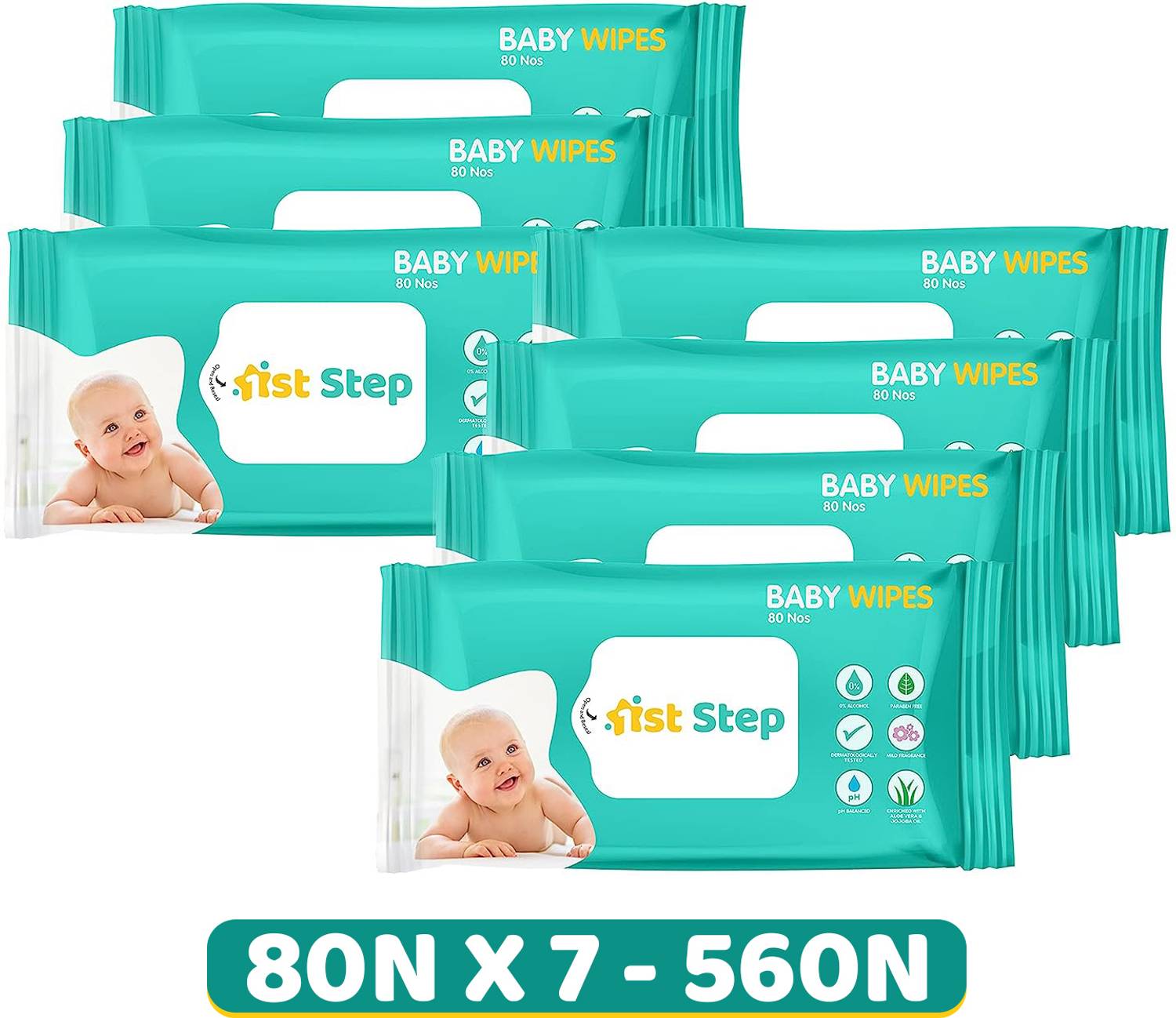 1st Step Baby Wet Wipes Enriched With Aloe-Vera And Jojoba Oil (Pack Of 7)