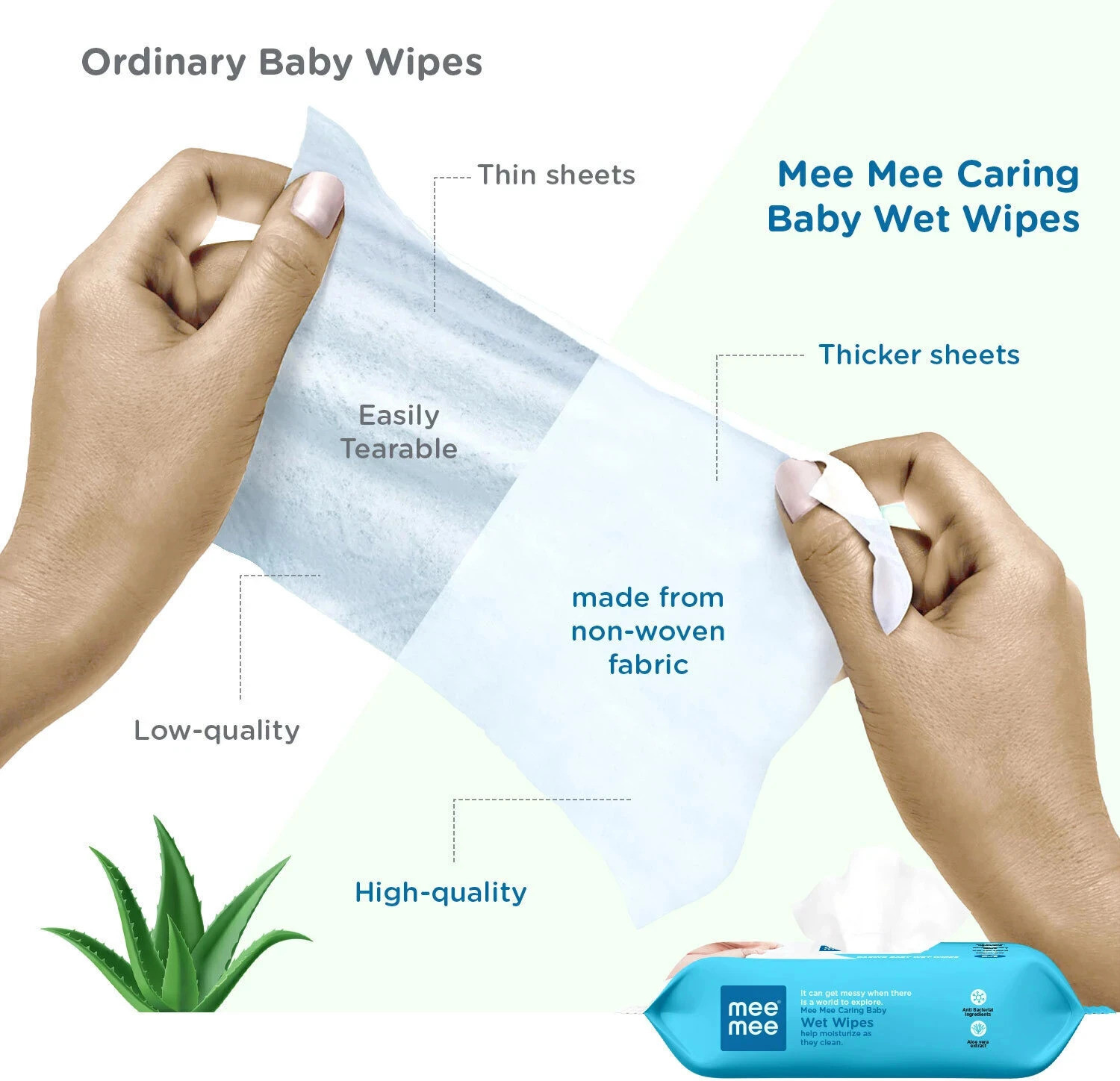 Image of MeeMee Soft Cleansing Baby Wet with Aloe vera - Pack of 6