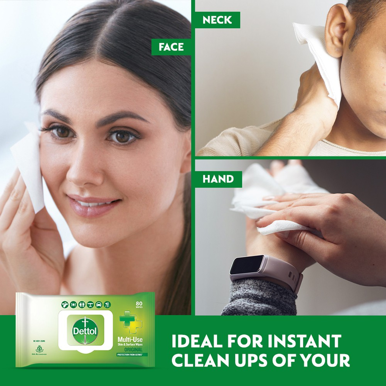 Image of Dettol Germ care Wet Wipes|Soft on Skin|For Skin & Surfaces|Moisture Lock Lid