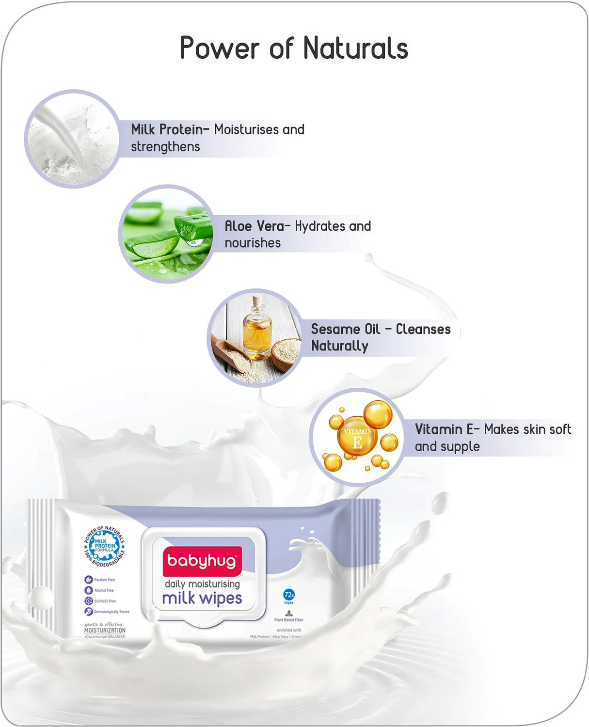 Image of babyhug Baby Milky Wipes Skin Comfort 72 Pcs Pack Offer