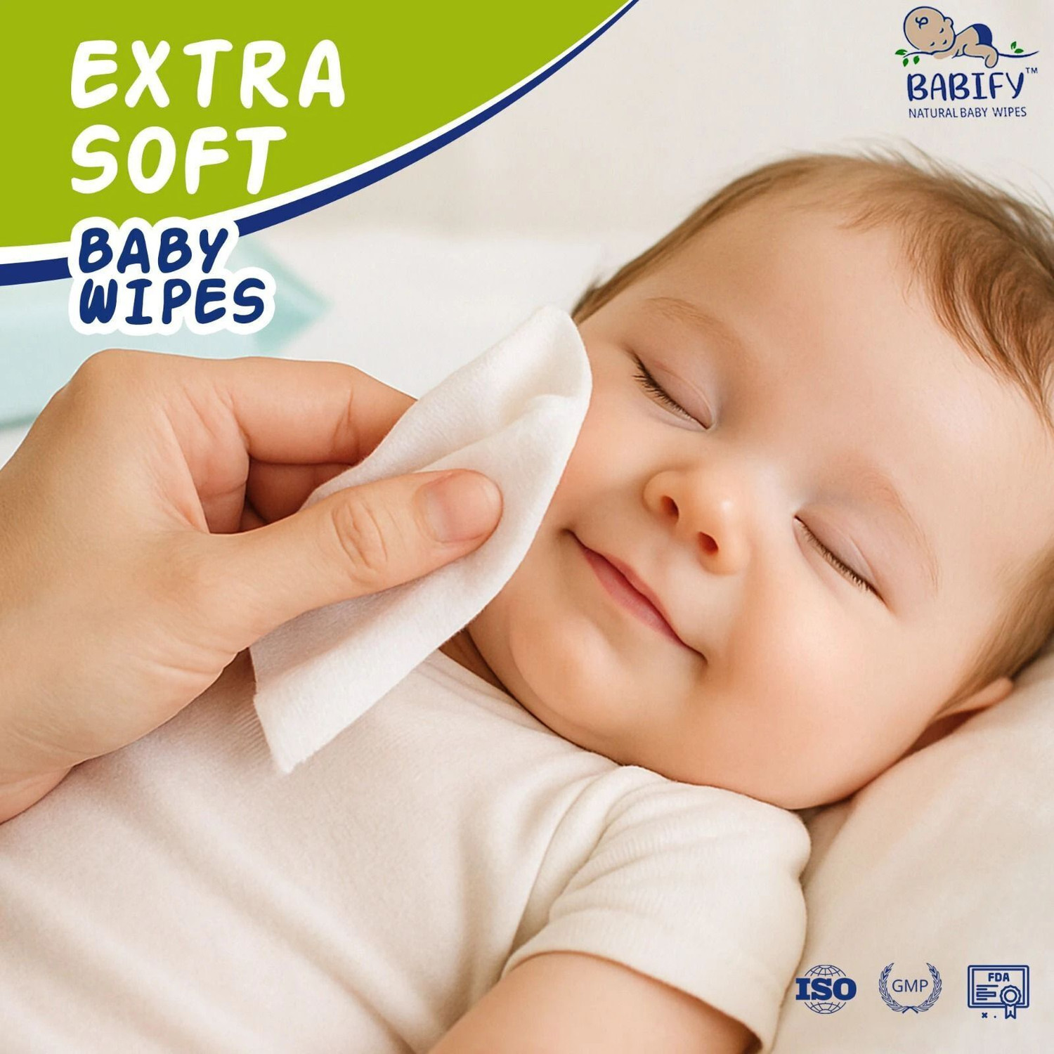 Image of BabiFy Extra Soft Premium Baby Wipes With Aloe Vera & Paraben-Free Pack of 3-216 Wipes