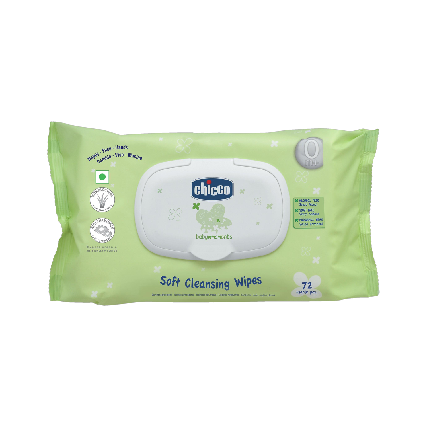 Chicco Baby Wipes Fliptop 72 Pcs In