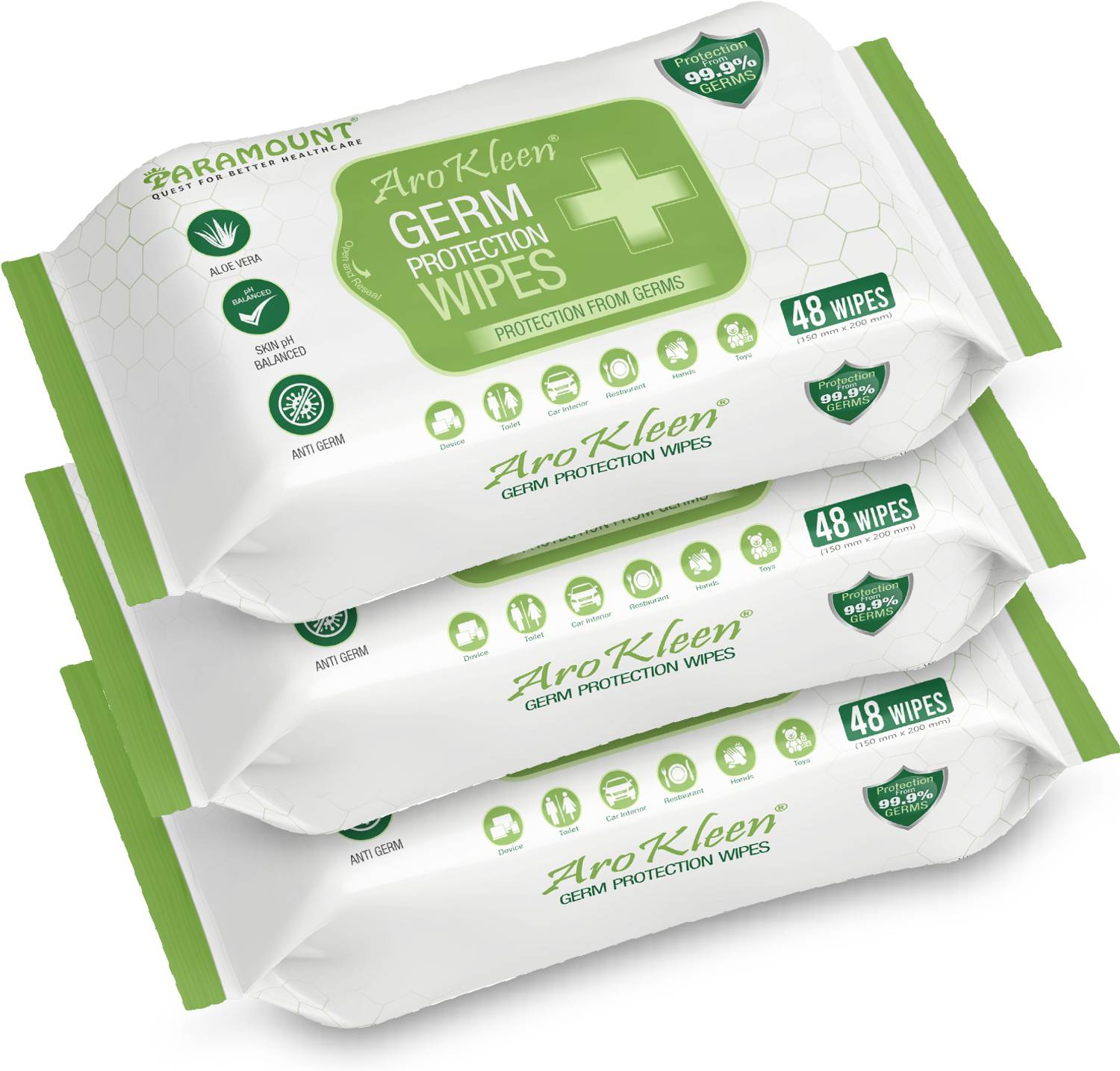 ARO KLEEN Germ Protection Wipes, Disinfectant Wet Wipes for Skin