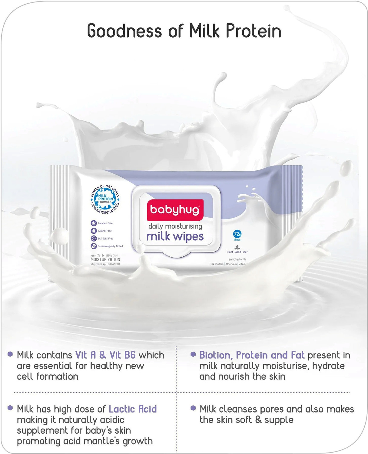 Image of babyhug Baby Milky Wipes Skin Comfort 72 Pcs Pack Offer
