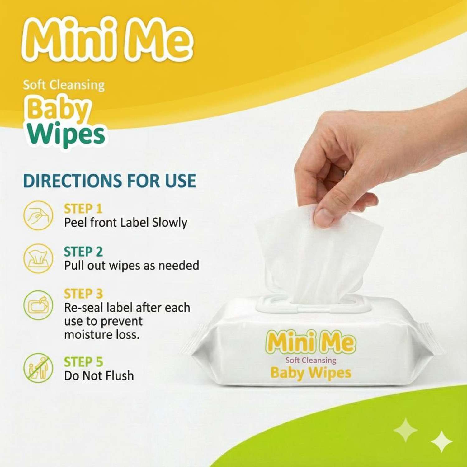 Image of MINI ME Soft Cleansing Baby Wipes with Aloe Vera & Vitamin E -72 Wipes Pack Of 5