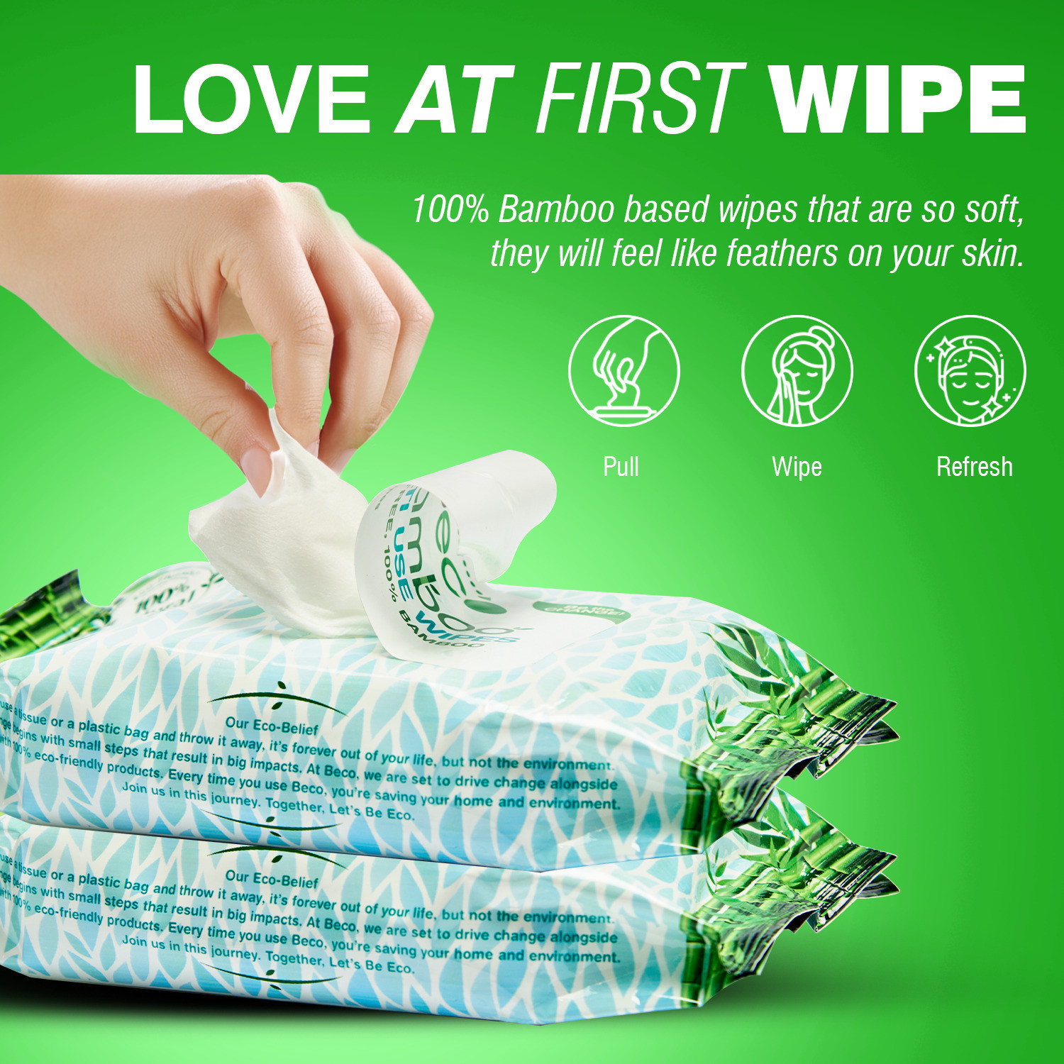 Image of Beco Bamboo Aloe Vera Wet Wipes, 25 Pulls Each, 100% Natural & Eco-Friendly