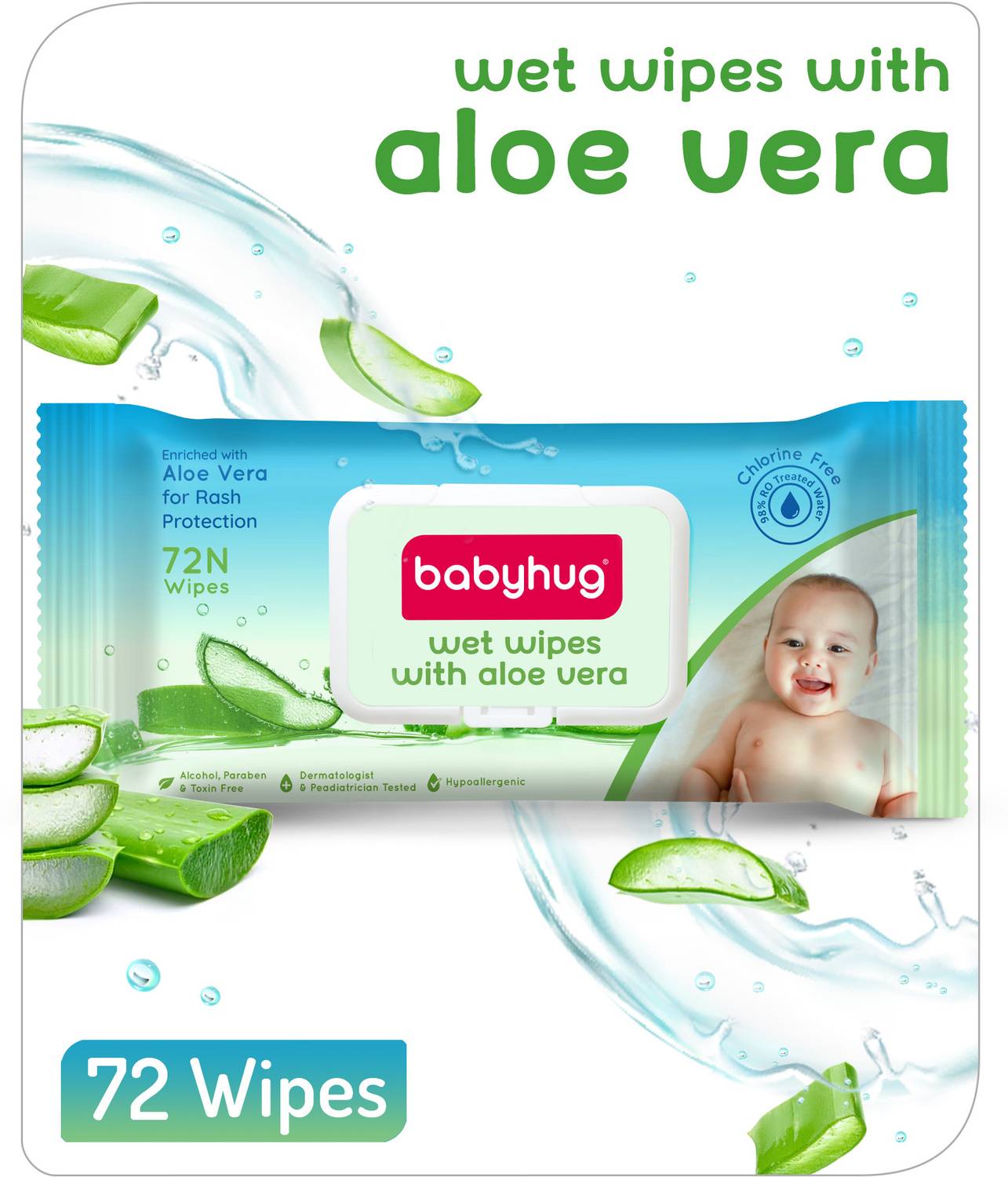 babyhug Wet Wipes With Aloe Vera - 72 Pieces (Pack of 3)
