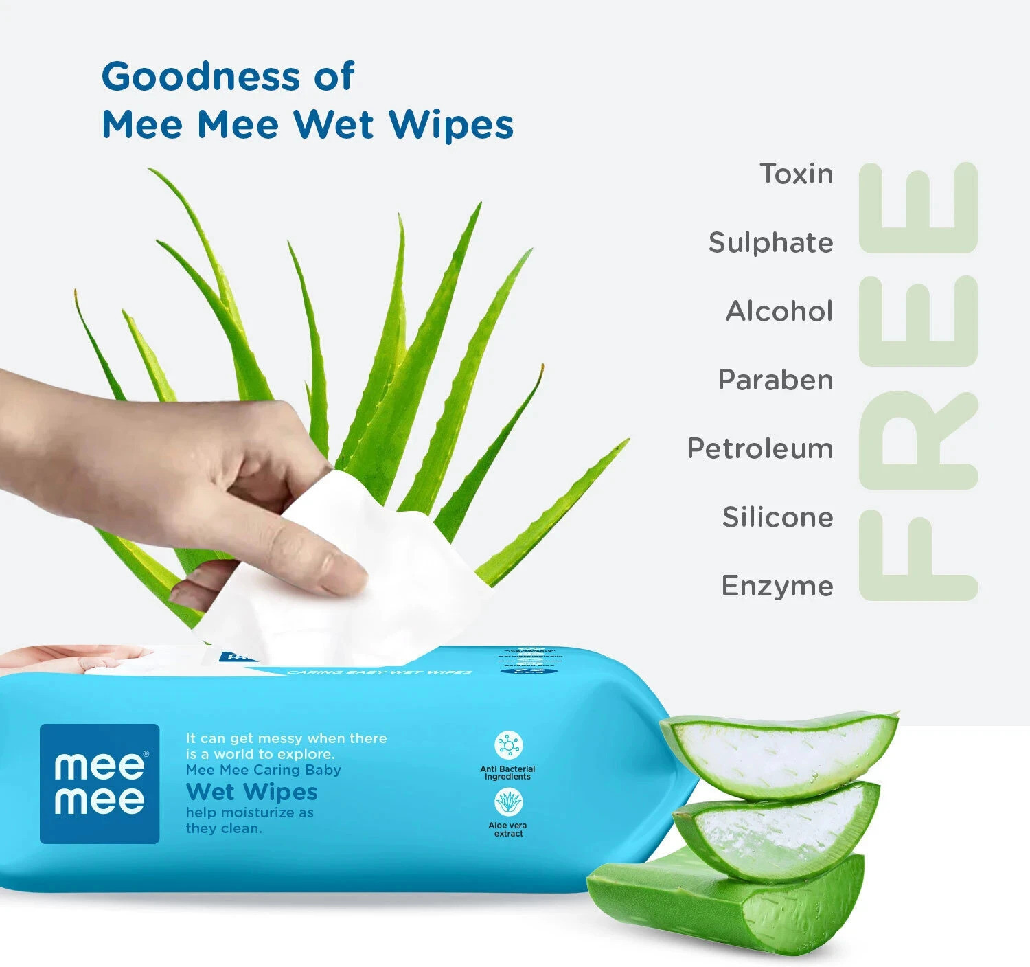 Image of MeeMee Soft Cleansing Baby Wet with Aloe vera - Pack of 4