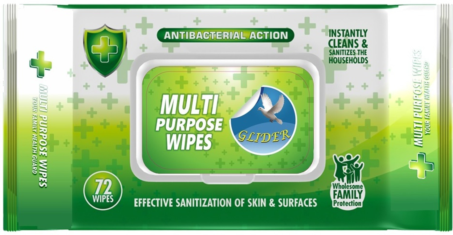 Image of GLIDER Multipurpose Wipes | Ideal for Skin & Surfaces | with Flip-top (Pack of 6
