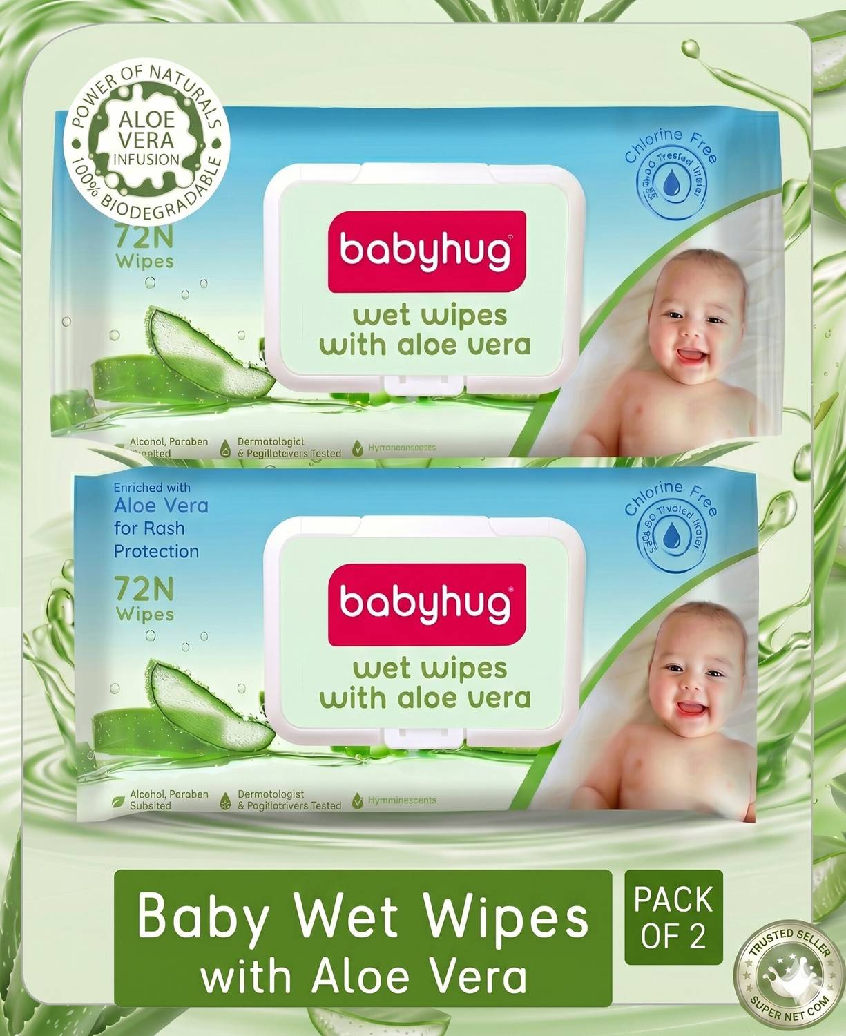 babyhug Wet Wipes with Aloe Vera | 98%Water Based | pH Balanced | Paraben & Alcohol Free