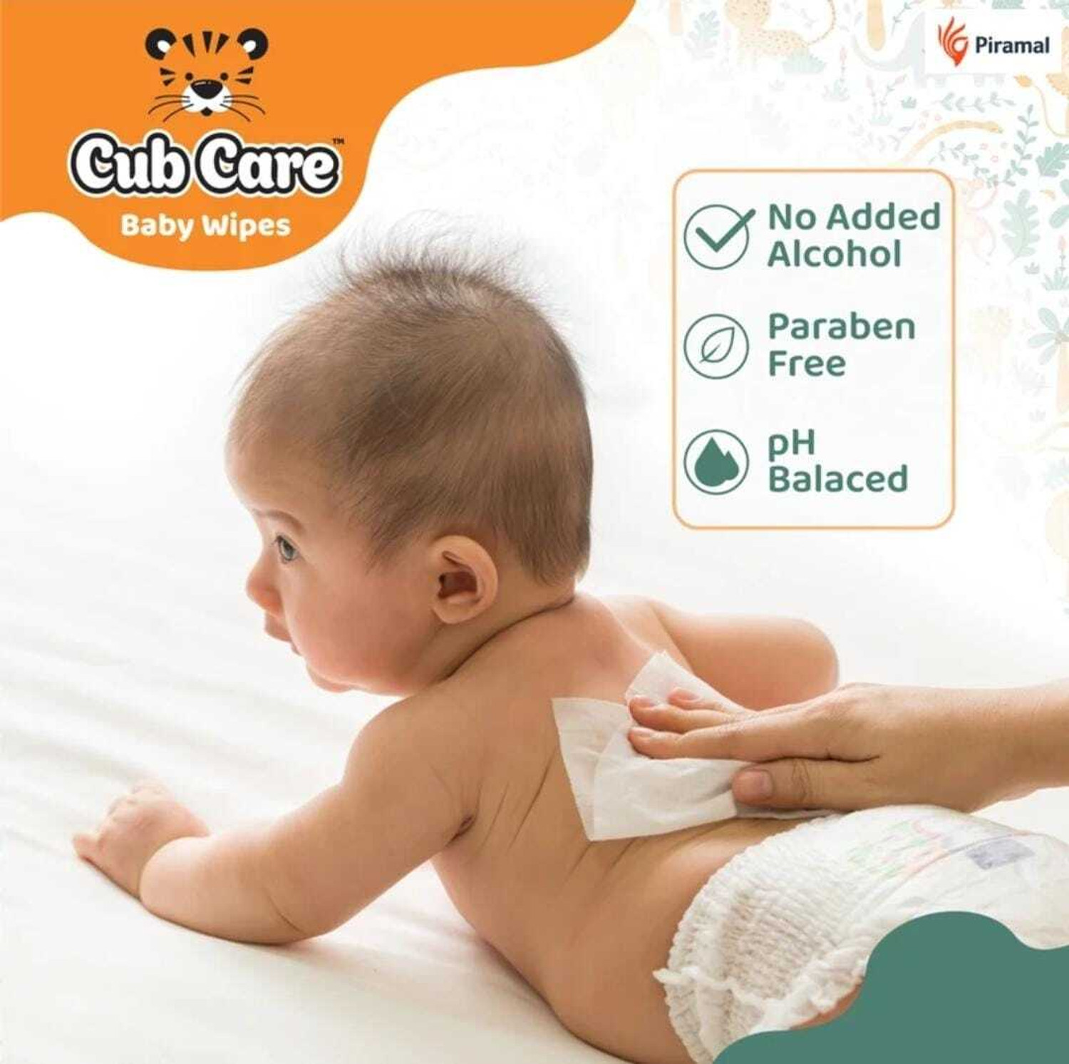 Image of Cub Care Baby Wipes with Aloe Vera, Jojoba Oil, Vitamin E , Paraben Free ( 80 wipes )
